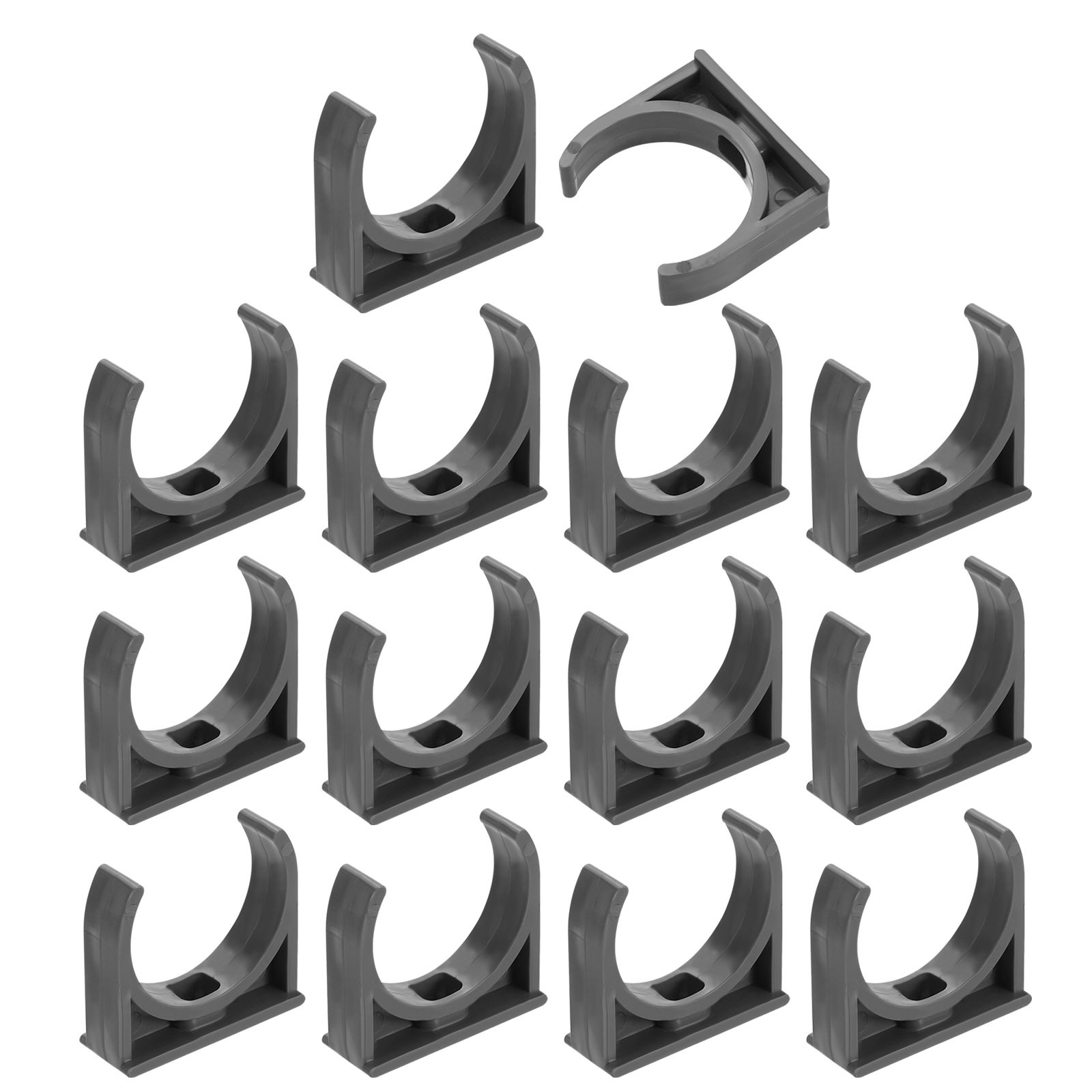 16Pcs PVC Water Pipe Clamps Clips, U-Shaped Holder Buckles for 40mm OD, Gray