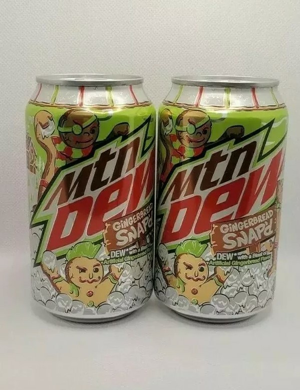 NEW! 2x Mountain Dew Gingerbread Snap'd 12 oz Can *IN HAND READY TO SHIP*