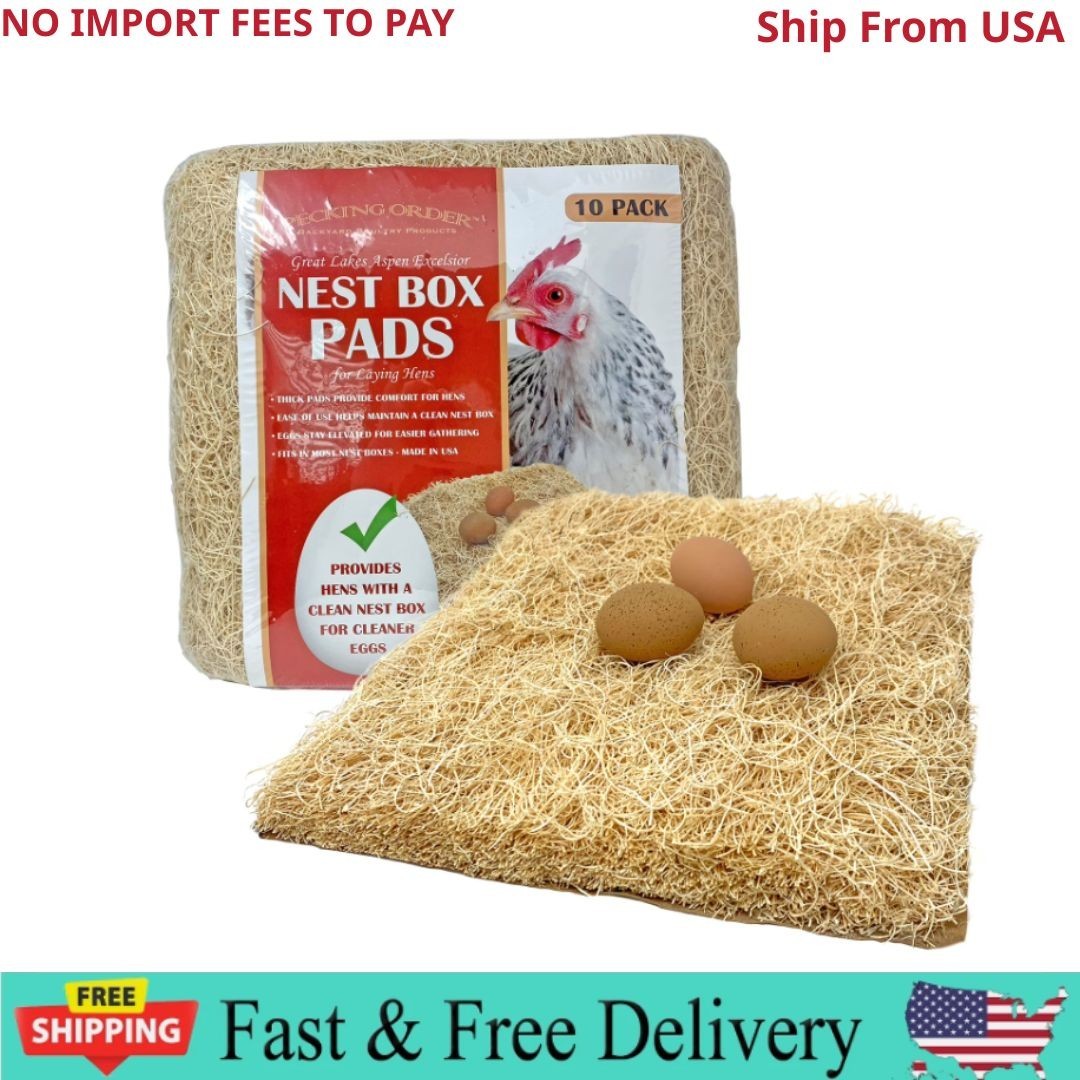 Pecking Order Chicken Nest Box Pads 10 Pack, Made with Great Lakes Aspen Excelsi