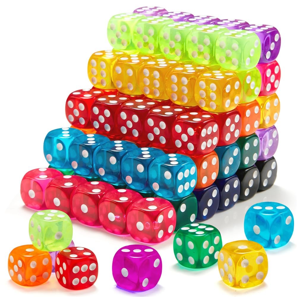 Riaaorr 100 Pieces Colored Dice Set, Standard Bulk Colors Dices, Classroom Di...