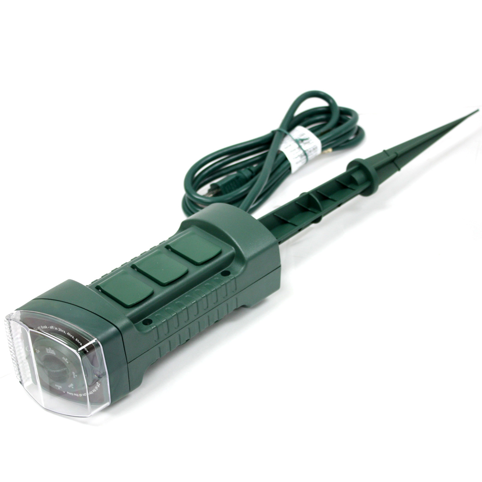 6 Outlet UL LISTED Outdoor Yard Grounded Power Stake Timer DawnDust Light Sensor