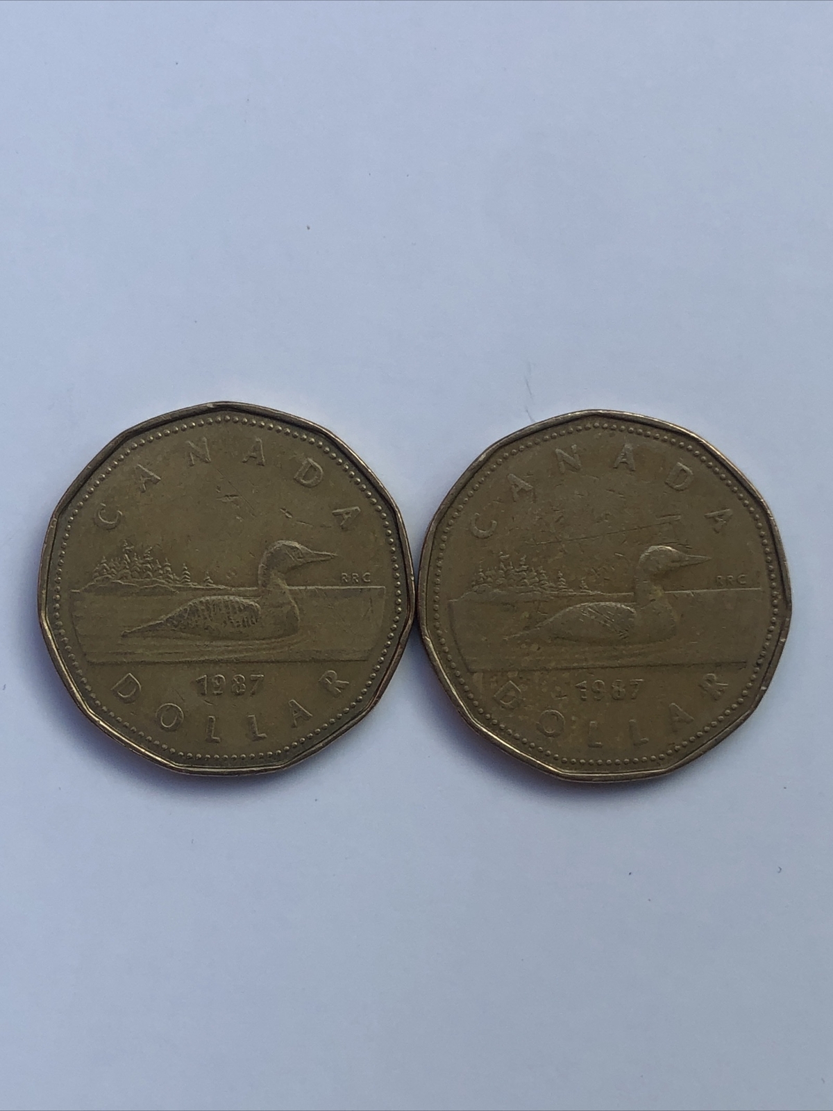 2 x CANADA ONE DOLLAR $1  COINS Lucky Loon 1987