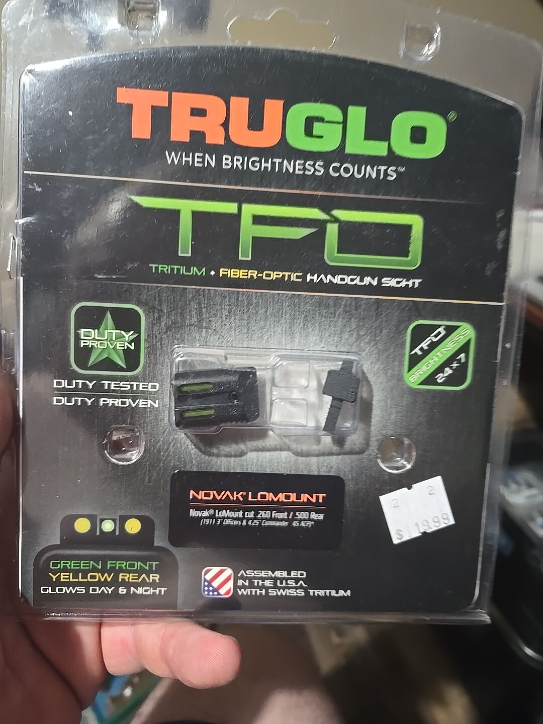 Truglo TFO Handgun Sight For 1911 .260 Green Front/.500 Yellow Rear- TGTG131NT3Y