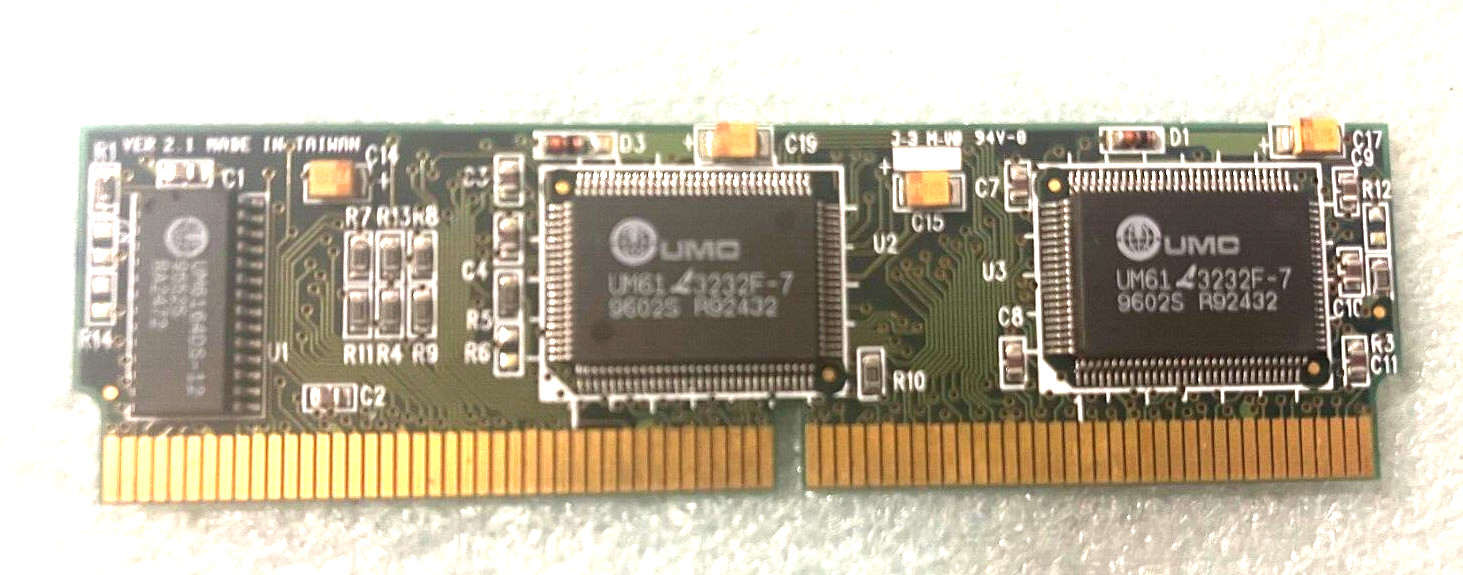 PULLS UMC UM61 3232F-7 VER 2.1 TWO CHIP 256K SYNC CACHE MODULE RM2-CMP55