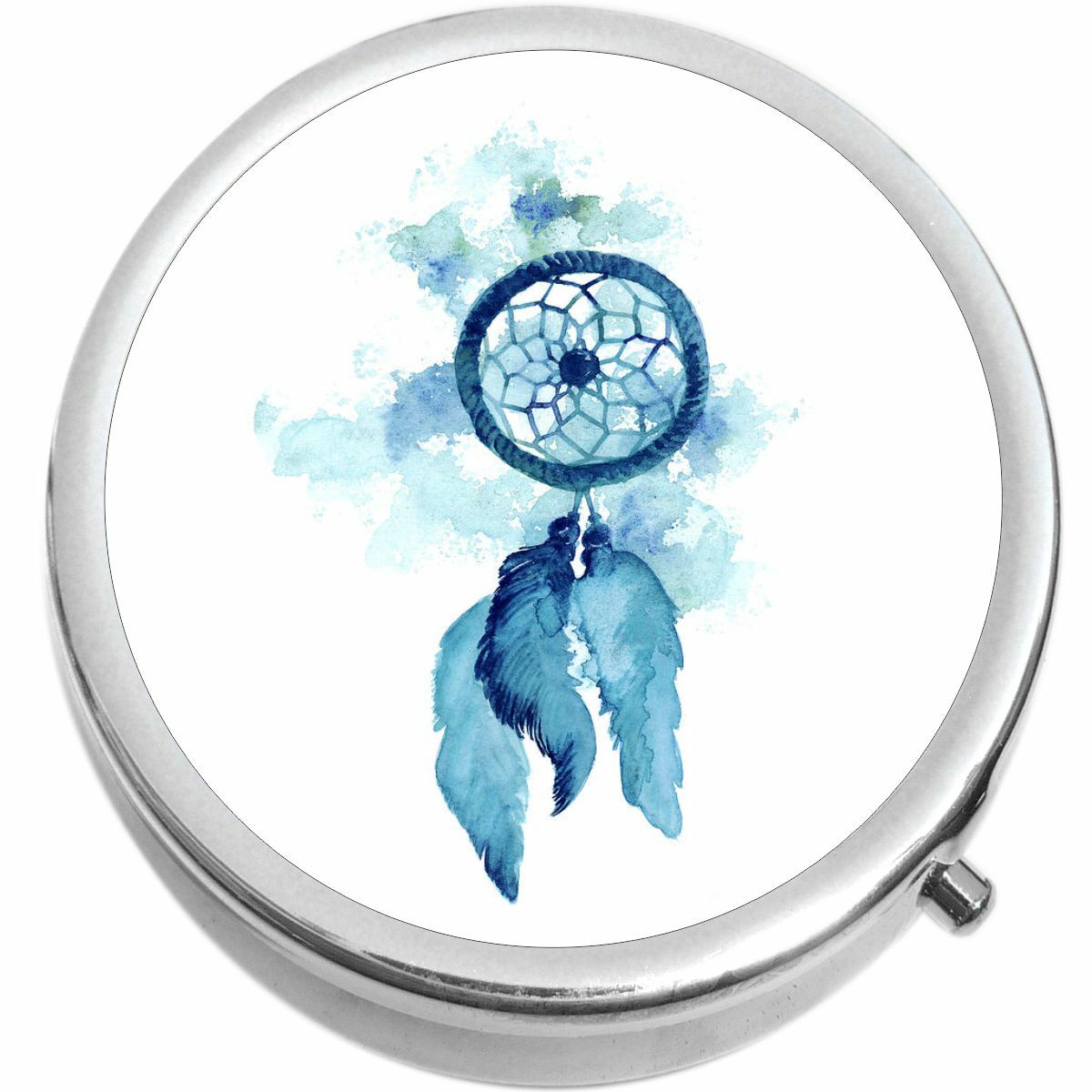 Blue Watercolor Dreamcatcher Medicine Pill Box