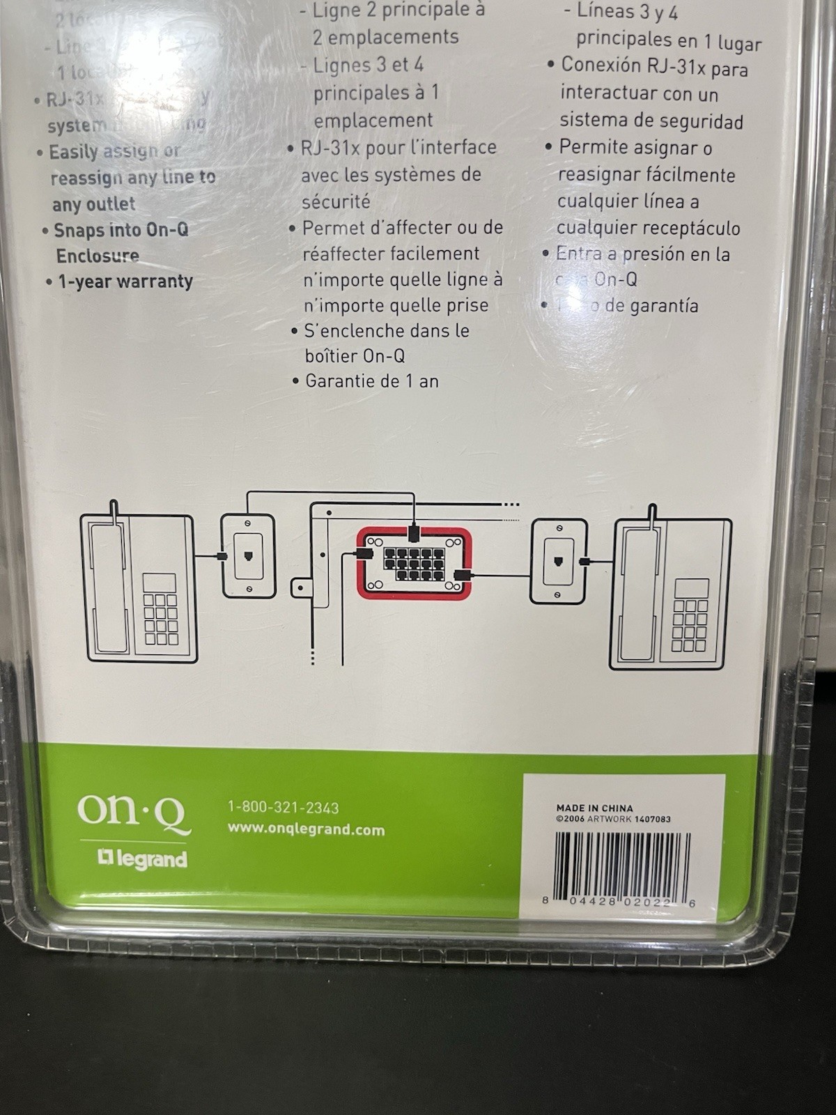 New Legrand ON-Q Phone Input Module 4 Line 12 Location