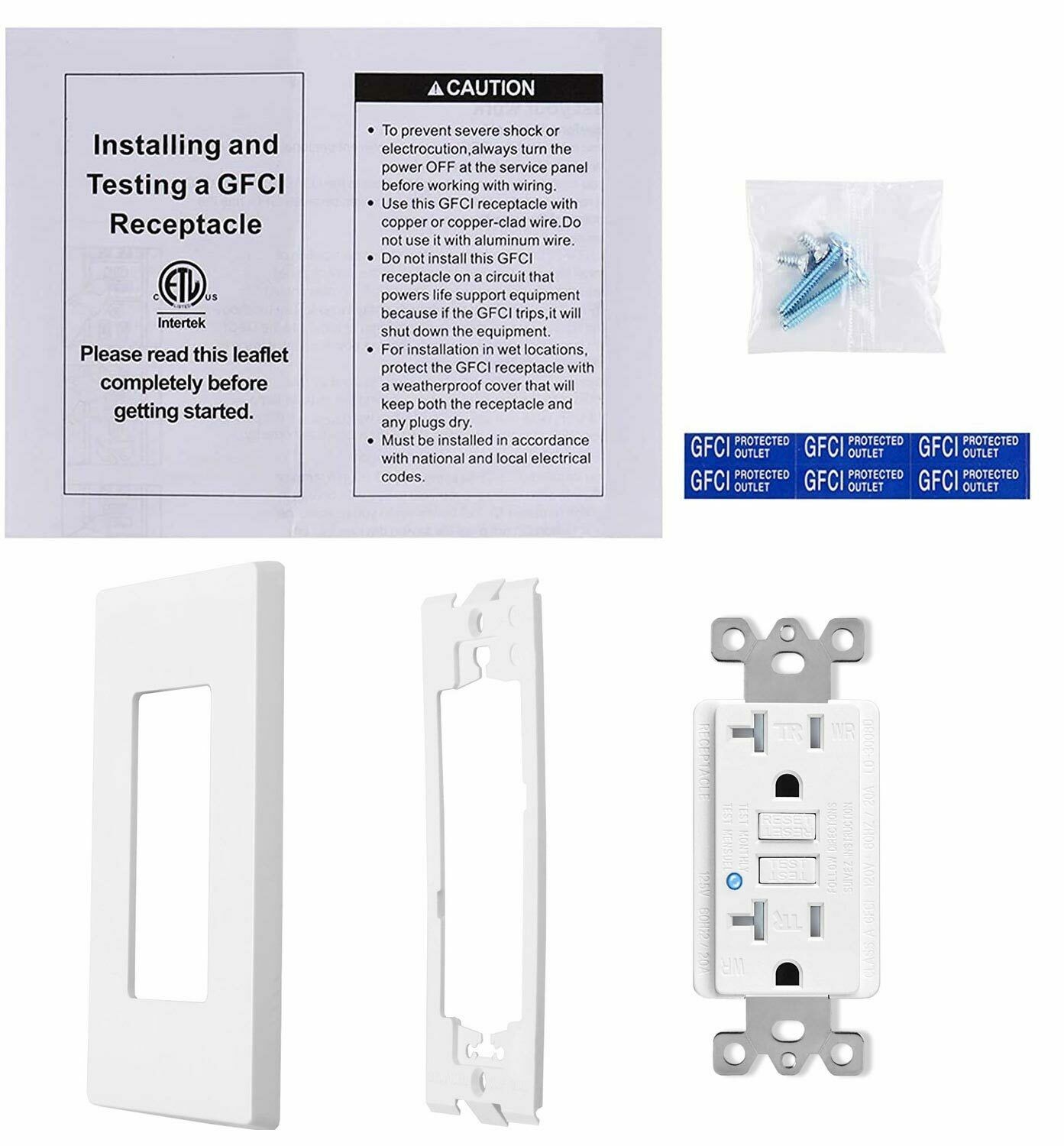 2x GREENCYCLE GFCI 20A White Outlet Tamper Resistant (TR)&Weather Resistant (WR)