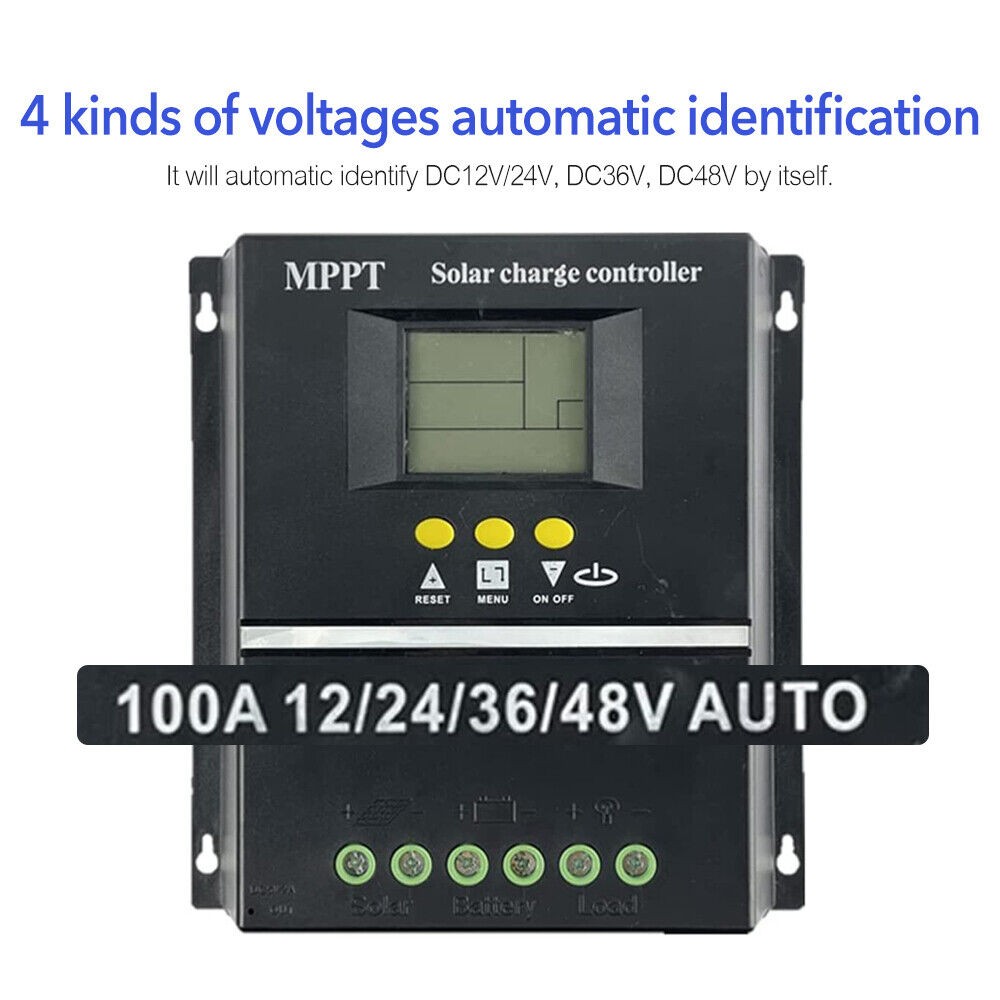 100A MPPT Solar Charge Controller LCD Display Battery Intelligent Regulator US