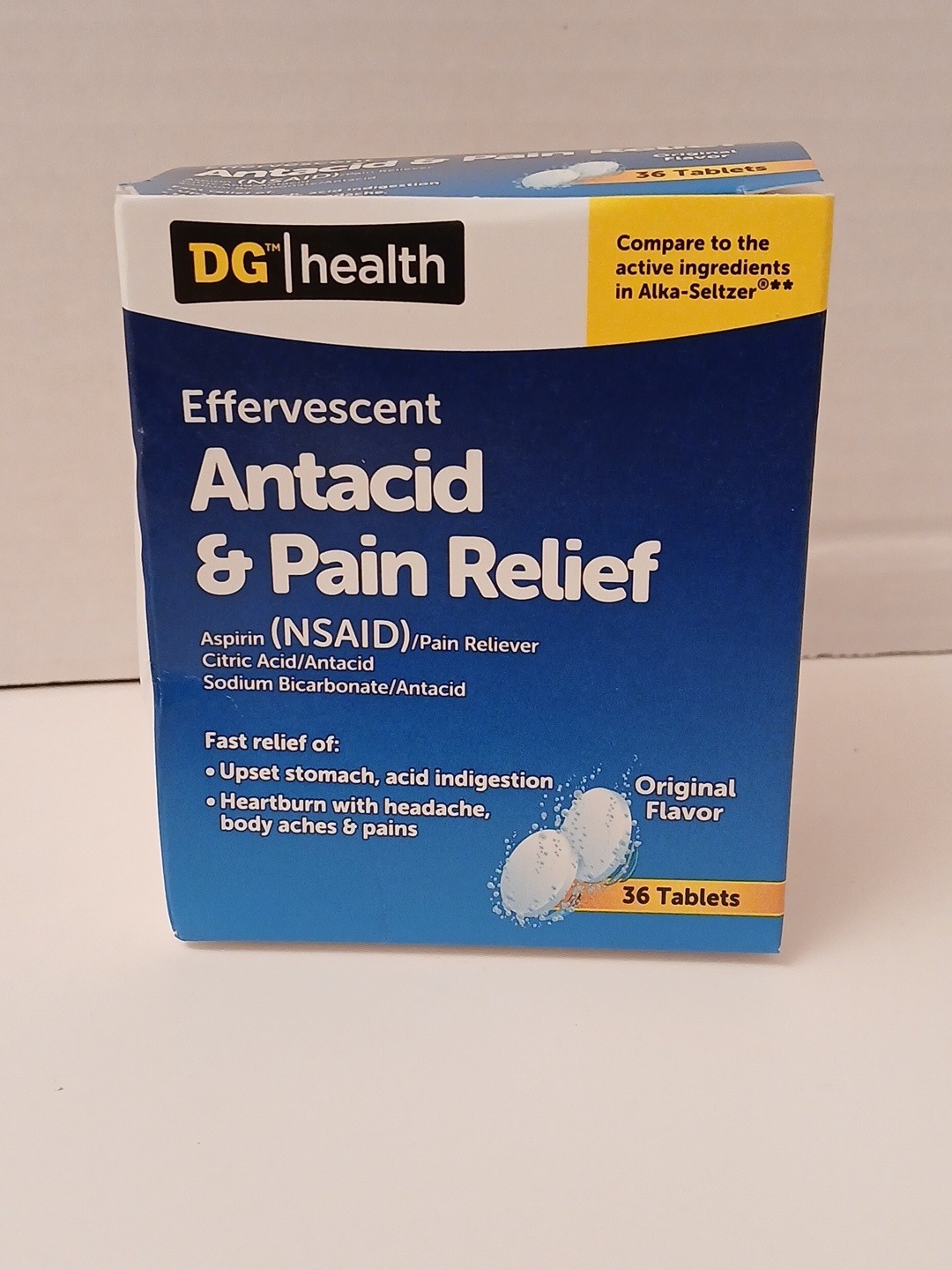 Effervescent Antacid and Pain Relief 36 Tablets Soothing & Fast Relief Exp: 1/28