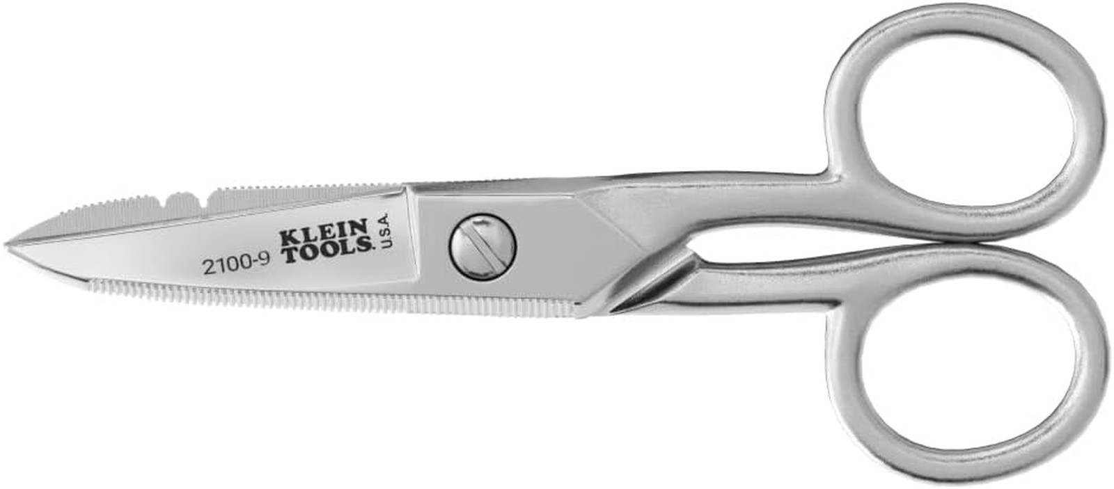 Klein Tools 2100-9 Stainless Steel Electrician Scissors, Made in USA, 5.25-Inch