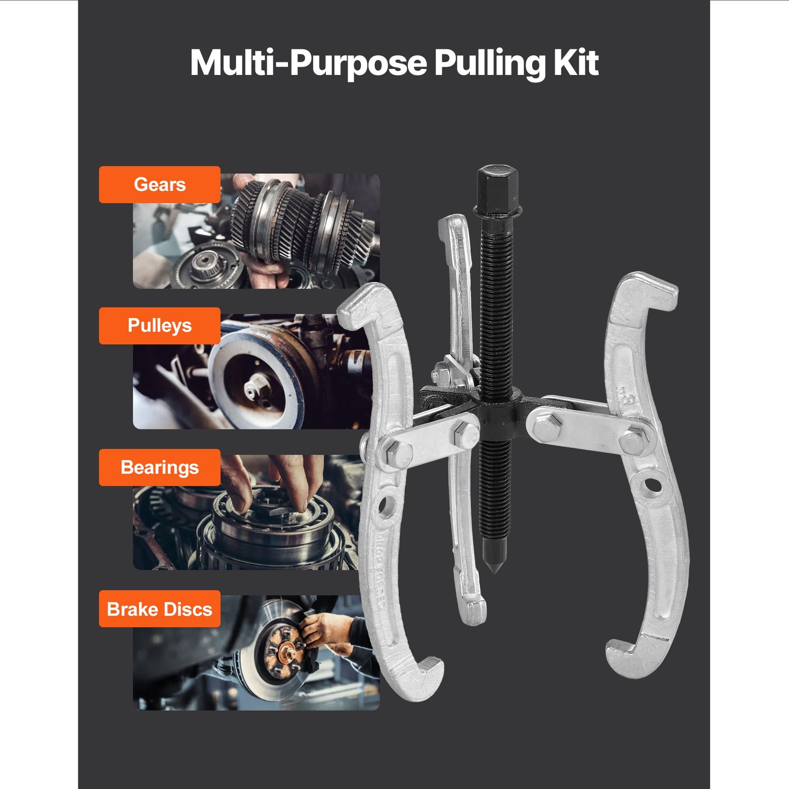 3 Jaw Bearing Puller Set, 4 Piece Heavy Duty Gear Puller Tool Kit