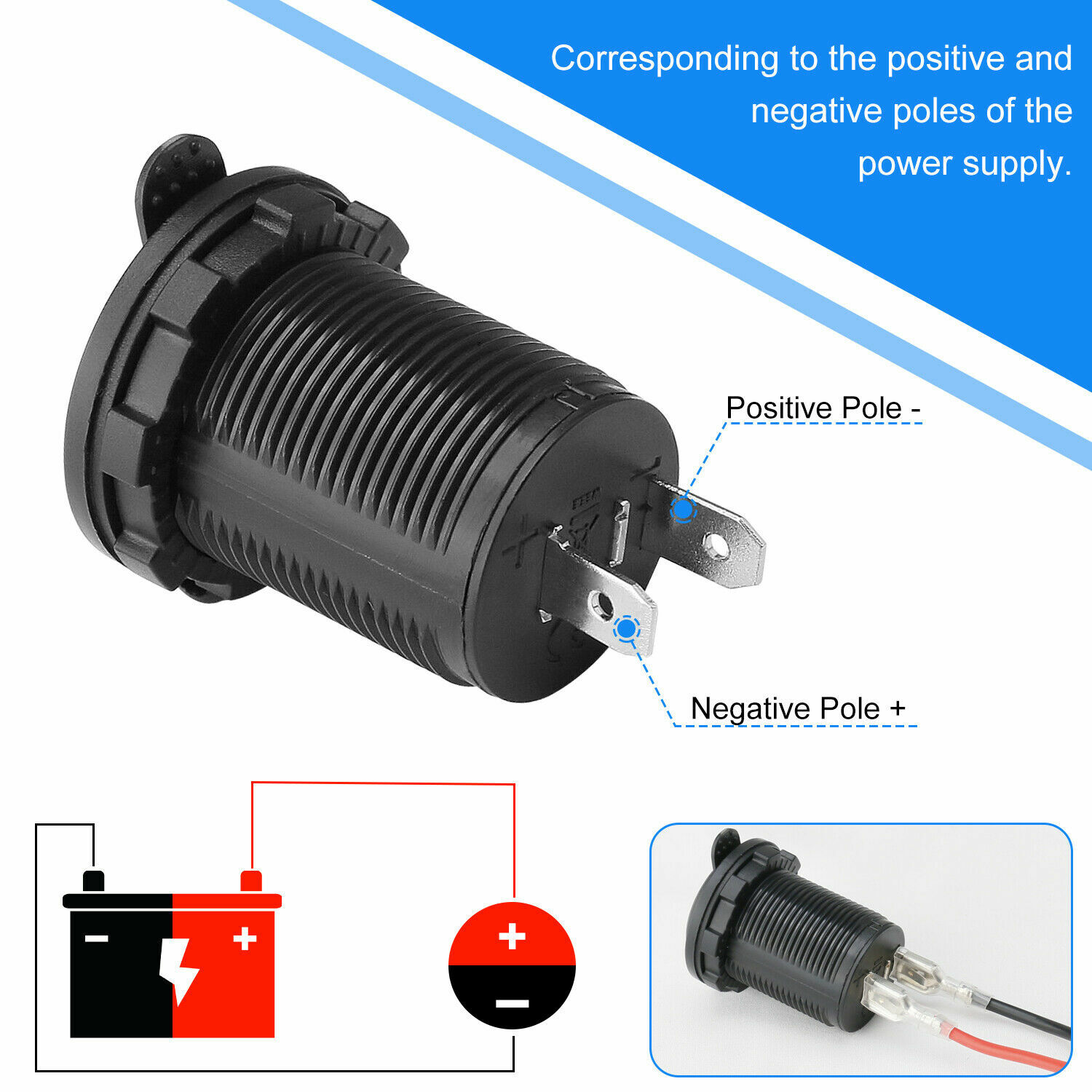 12V Waterproof Car Cigarette Lighter Socket Outlet Charger Power Adapter Plug US