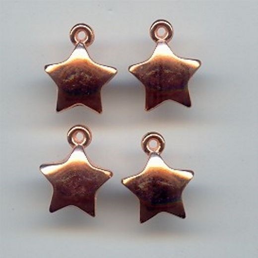 18 VINTAGE COPPER COATED ACRYLIC 14mm. STAR SMOOTH CHARM PENDANTS 2008