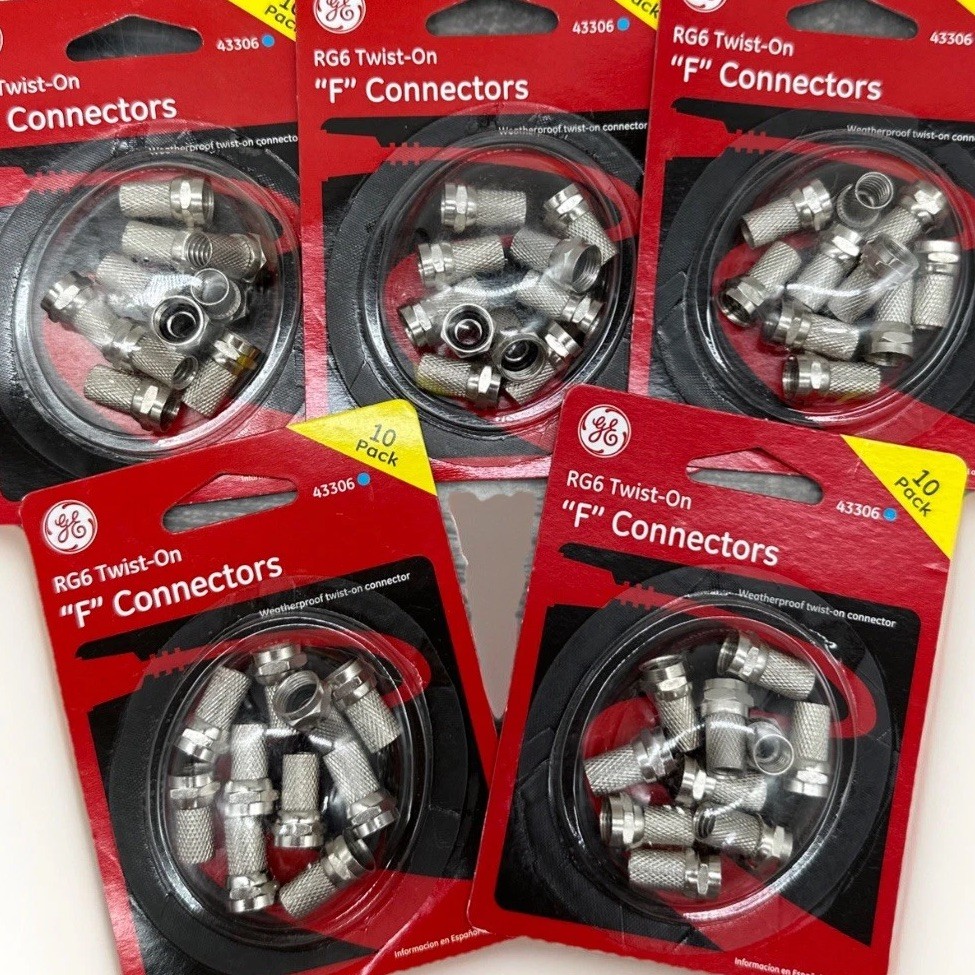 GE 43306 RG6 Weatherproof Twist-On F Connectors Lot of 5- 10 Packs (50 PCs) {2}