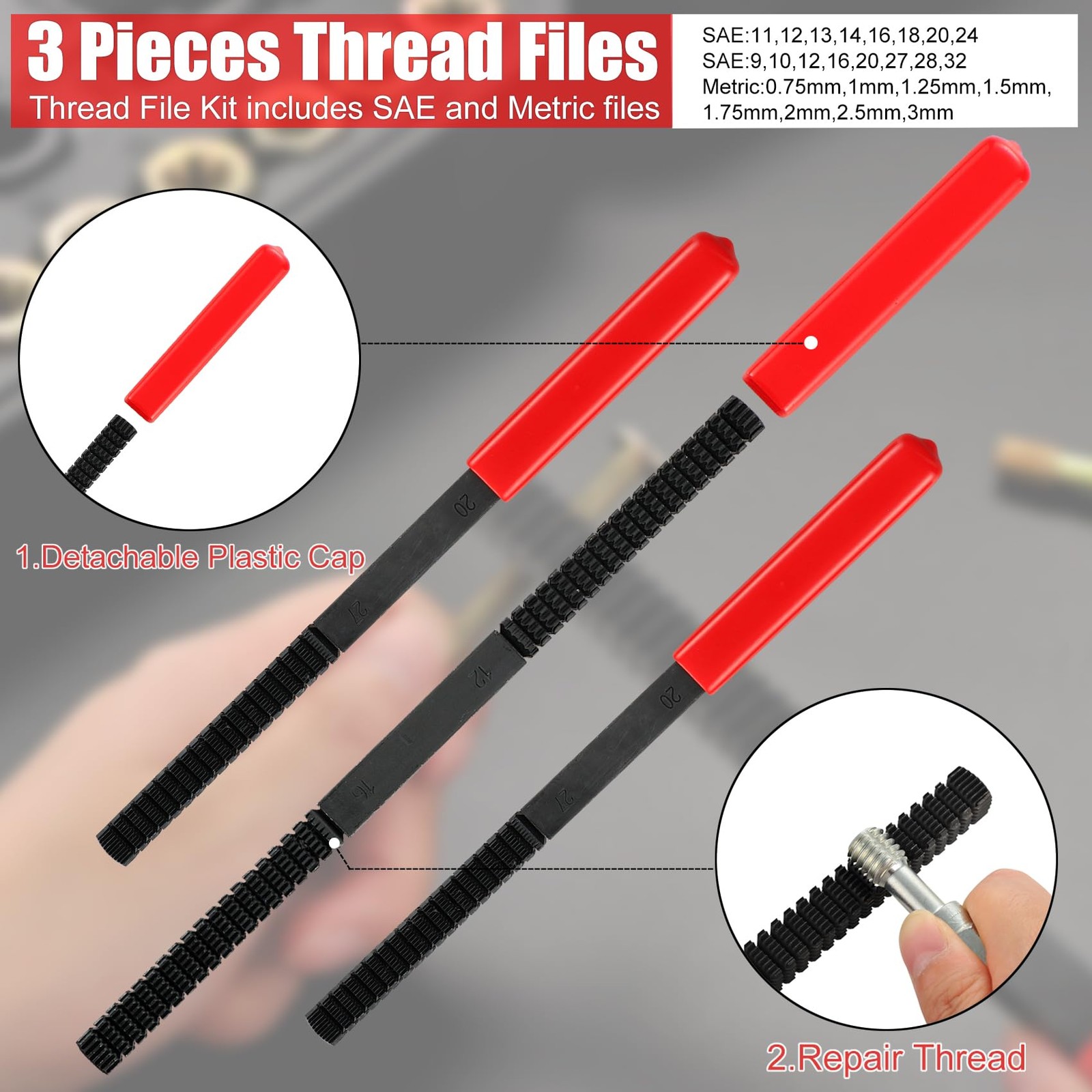 61Pcs Thread Chaser Set, Thread Restorer Kit Rethread Repair Tool, SAE Metr...