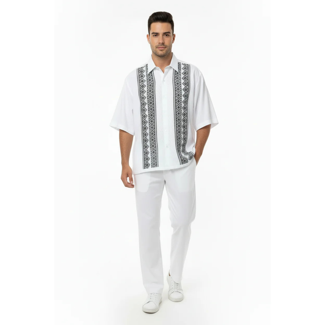 Men Silversilk 2pc Walking Leisure Matching Suit Italian Woven Knits 71003 White