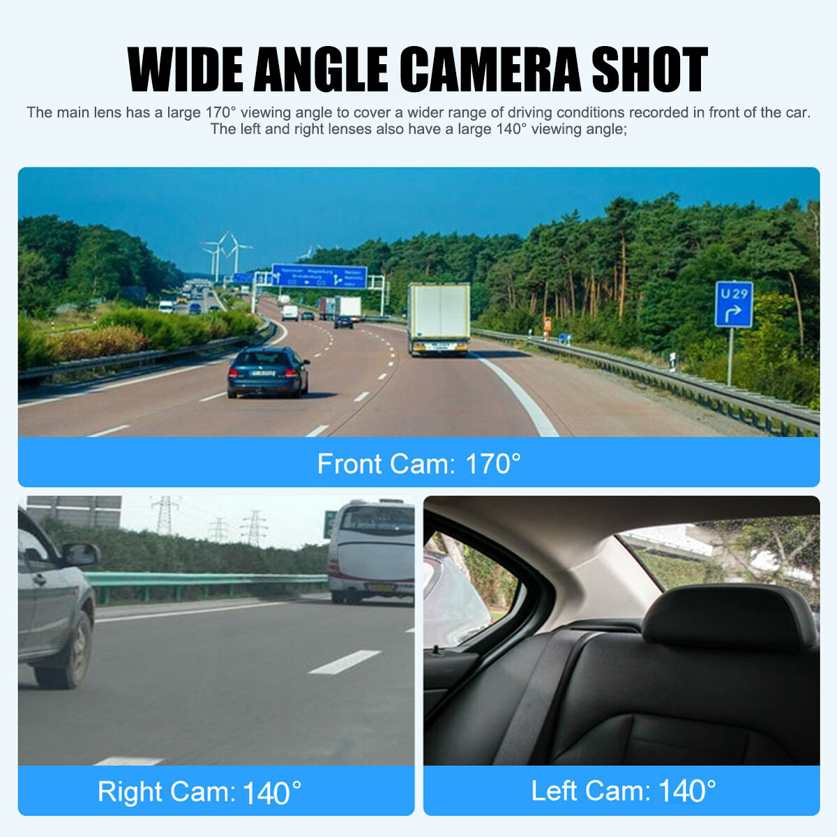 4 Channel Car Dash Cam HD 1080P WiFi DVR Video Driving Recorder Night Vision NEW