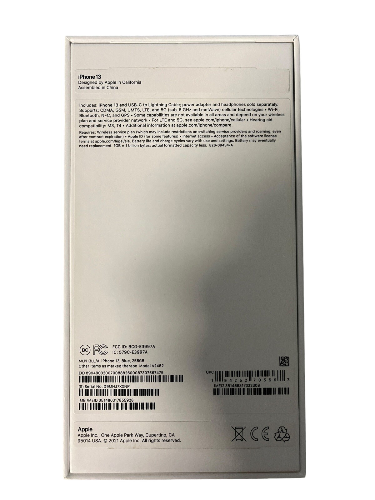 iPhone 13 Box Only (no iPhone) - Blue