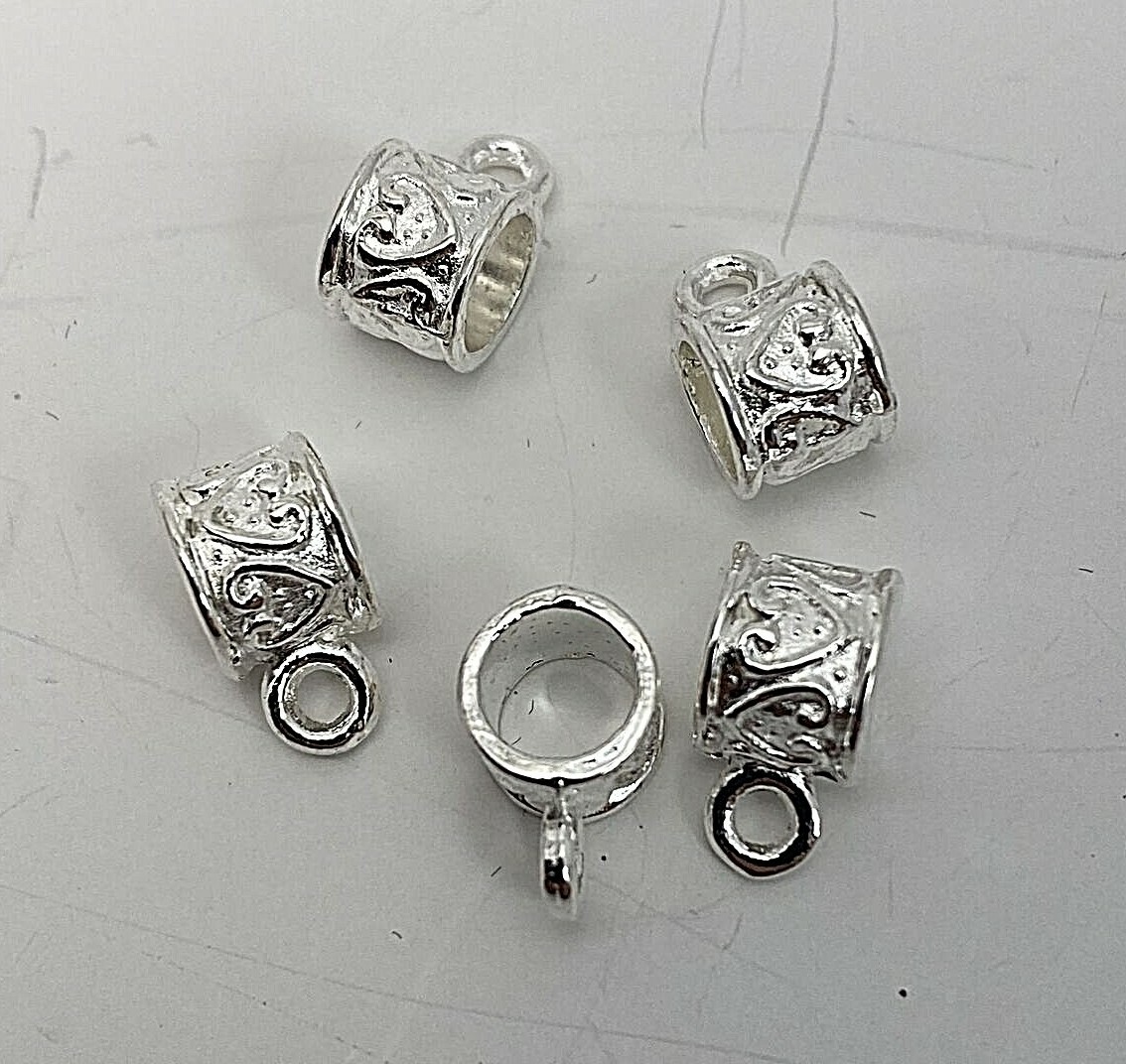 100 ~ Silver Bails Connectors for Charms/Pendants/Beads