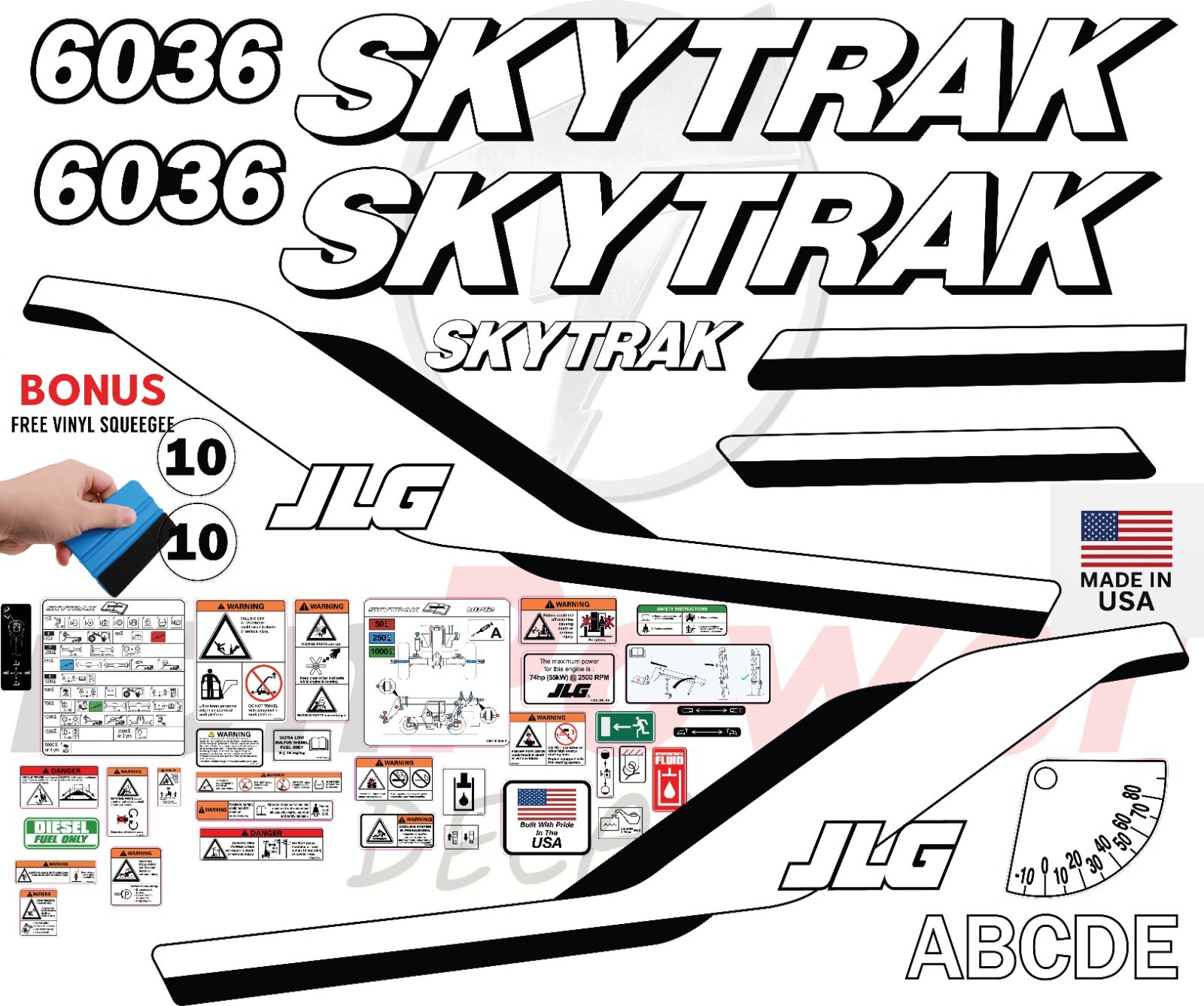 Fits JLG 6036 Decal Kit Telehandler - 8 YEAR OUTDOOR - 3M VINYL/ Free shipping