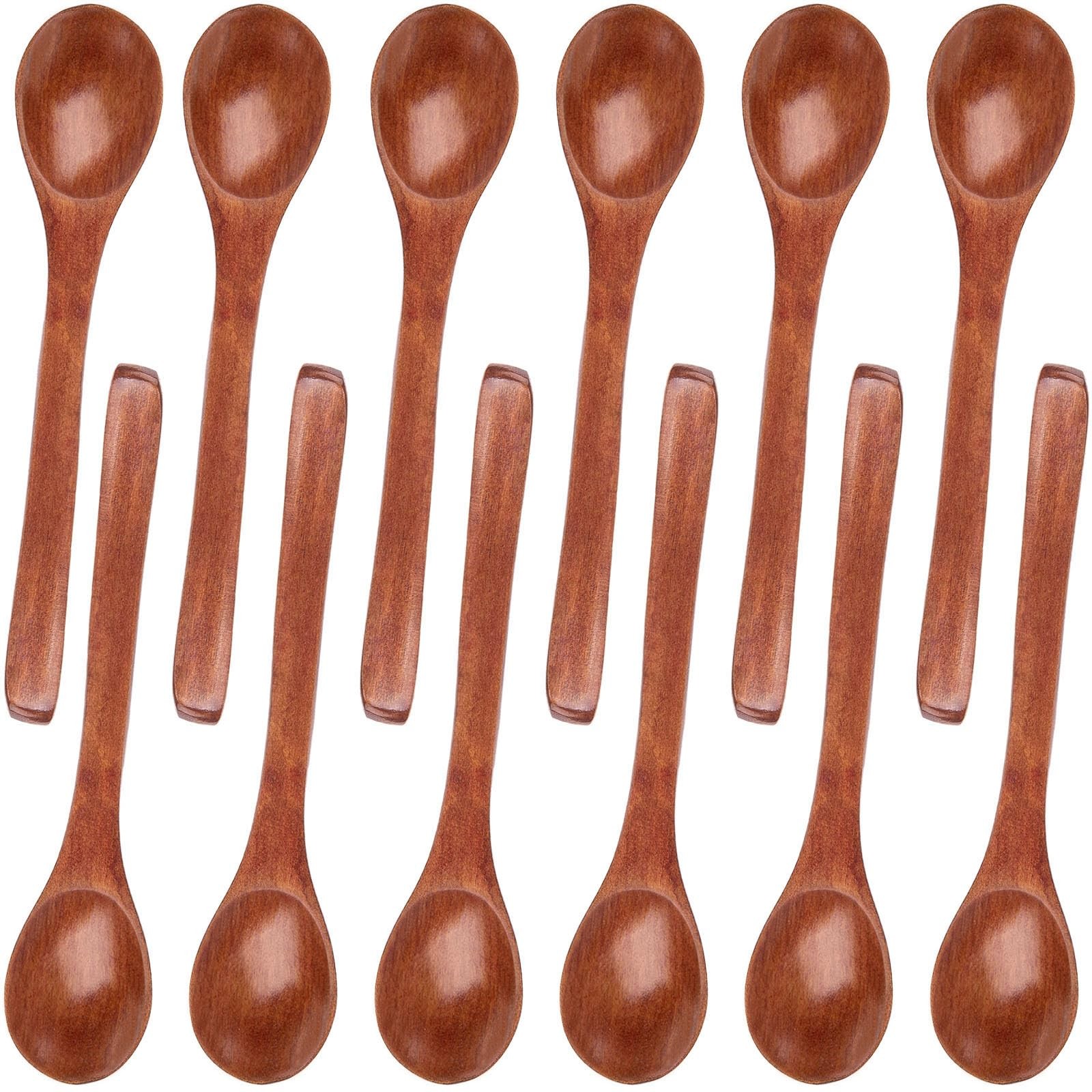 12PCS Small Wooden Spoons, 5 Inches Honey Spoon for Tea Coffee Jam Bath Sugar...