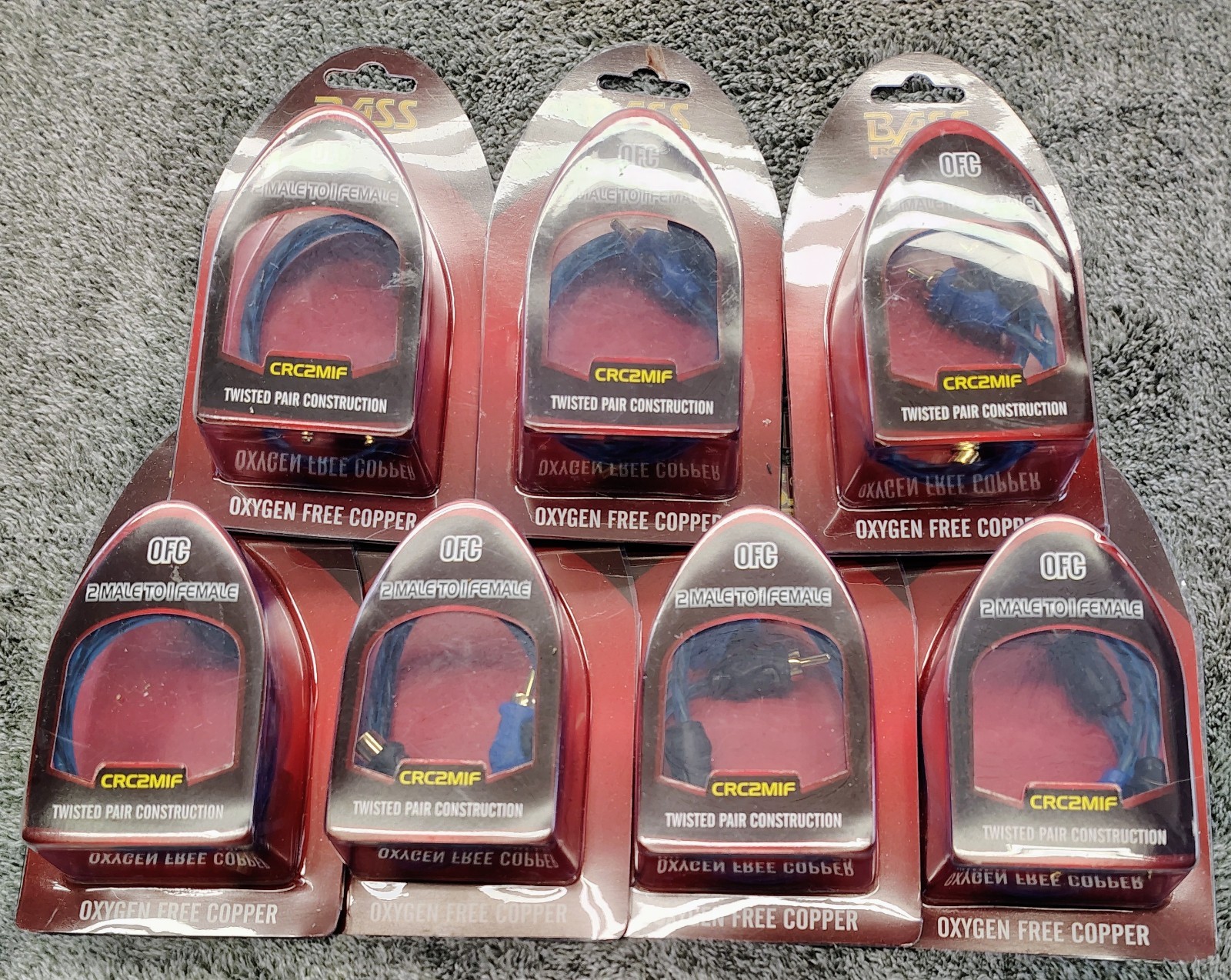 Bass Rockers CRC2M1F Premium 1 Female to 2 Male RCA Y-Splitter Lot Of 7 NEW