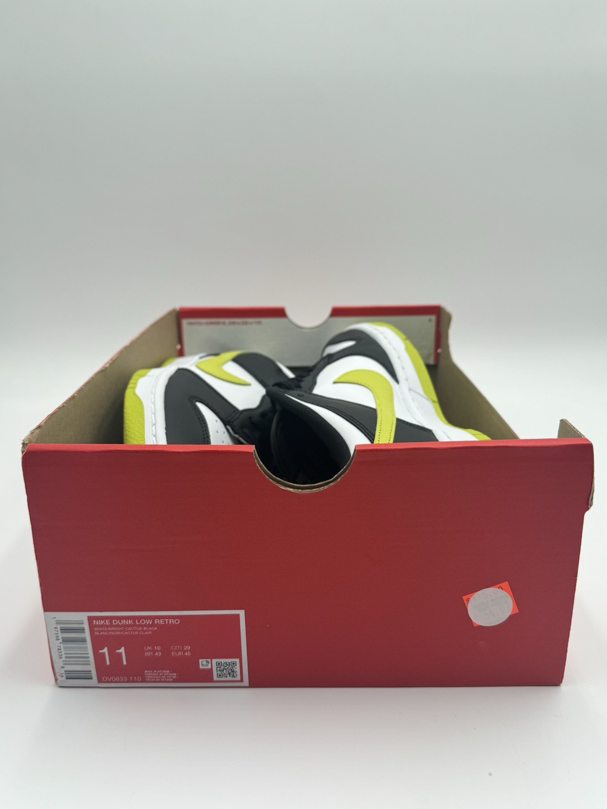 Nike Men's Dunk Low Size 11 Black Bright Cactus |DV0833-110|