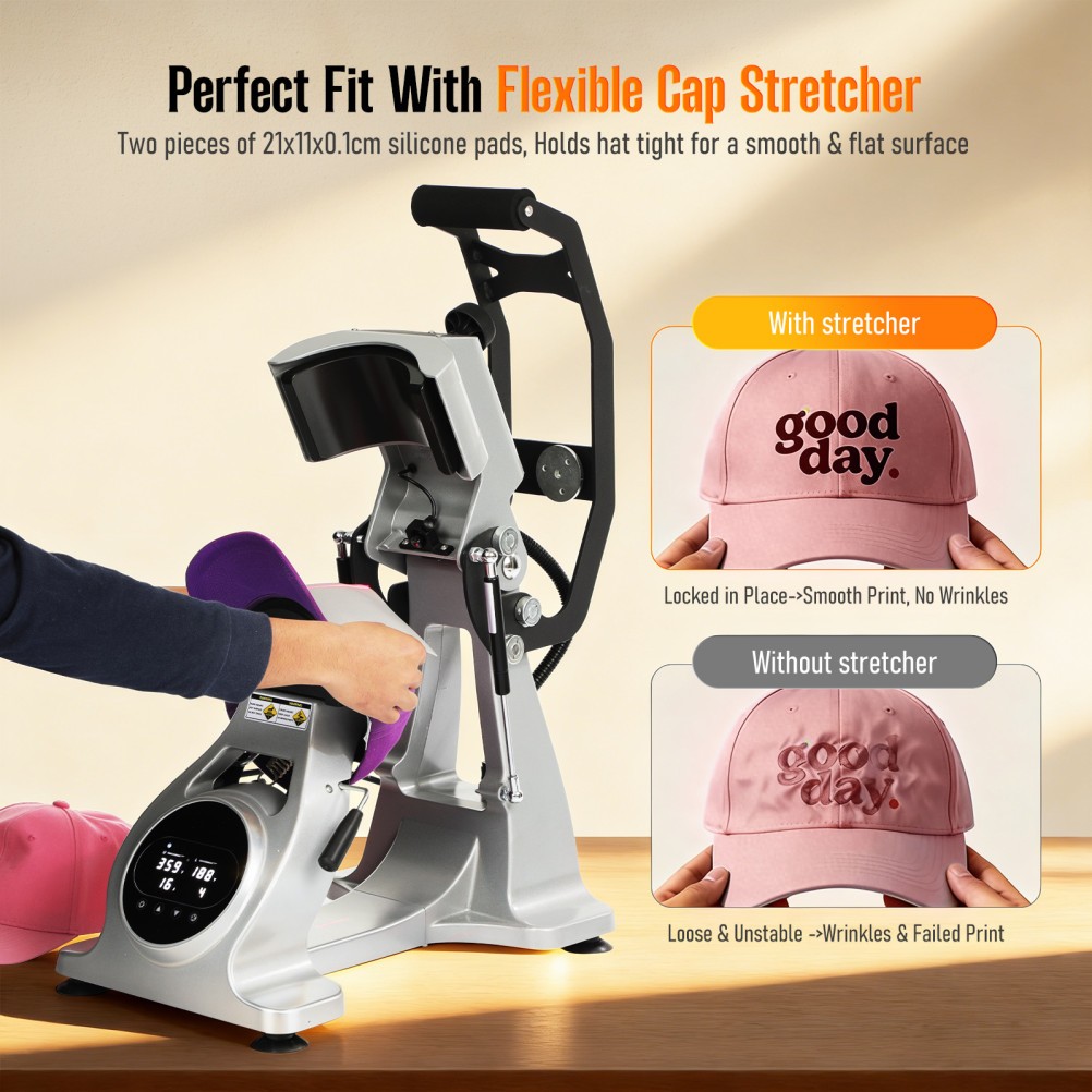 Automatic Double Heater Hat Cap Heat Press Machine w/ Auto Open Laser Alignment
