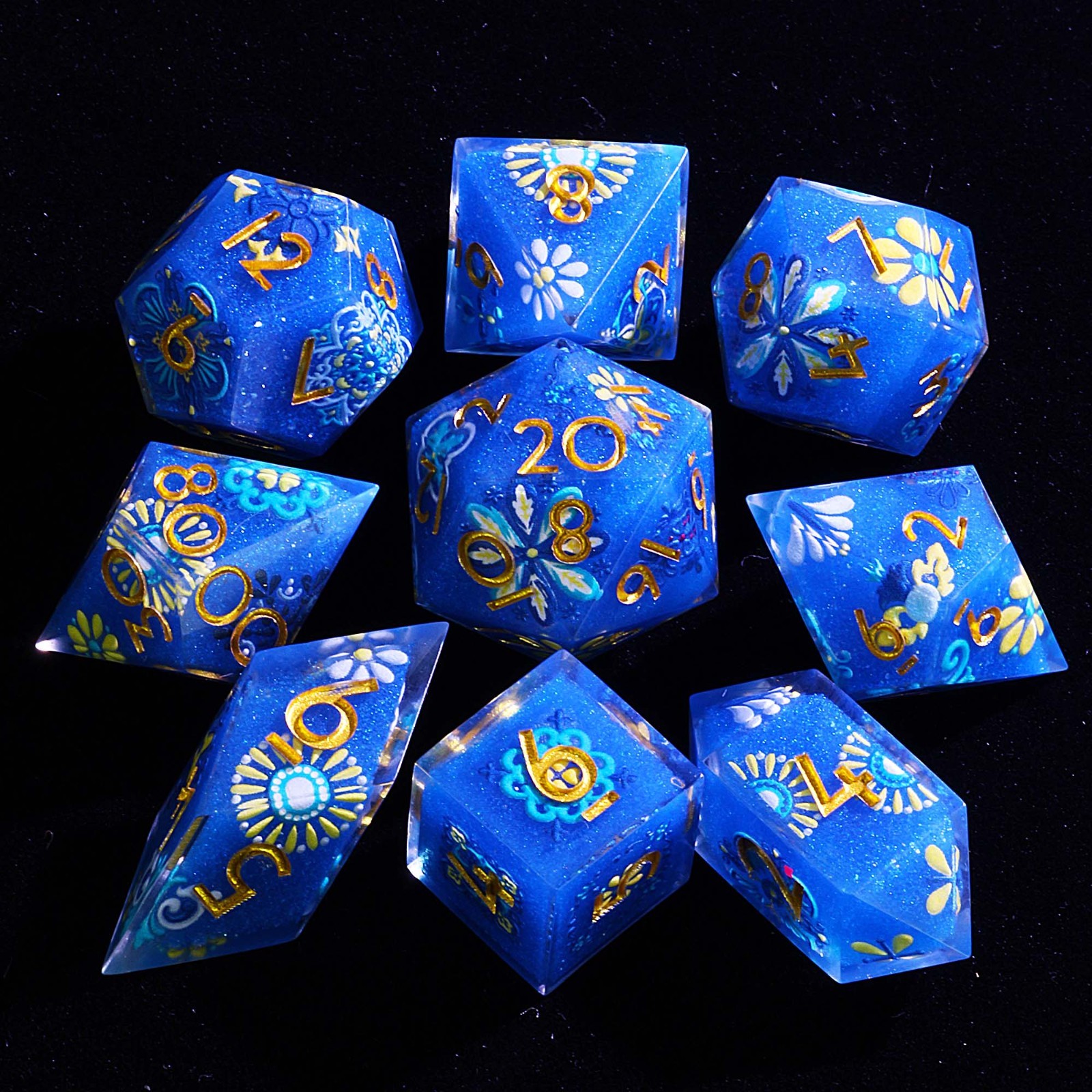 9 Polyhedral Sets Dice DnD Stardust Bay Whisper for Dungeons Dragons RPG