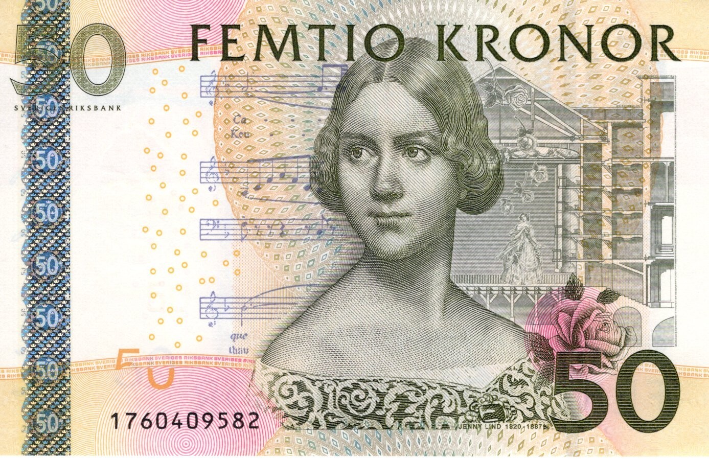 Sweden 50 Kronor 2011 aUNC Banknote P-64c Prefix 1760 Gernandt/Ingves Sig.