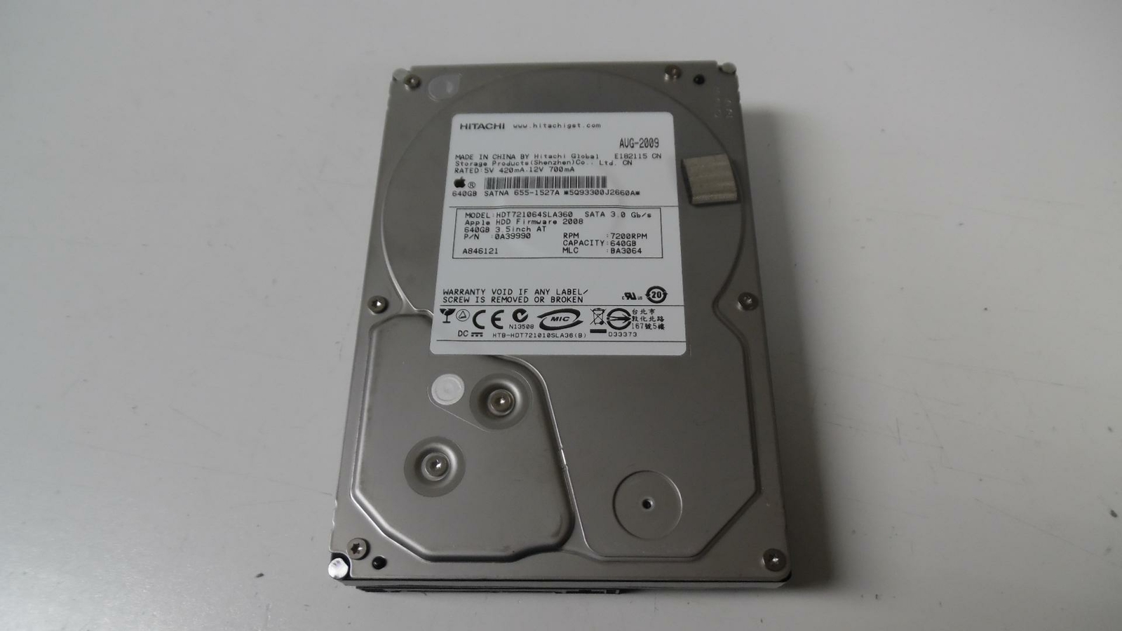 Hitachi 3.5" 640GB 7200RPM HDD for Apple - HDT721064SLA360 - Tested