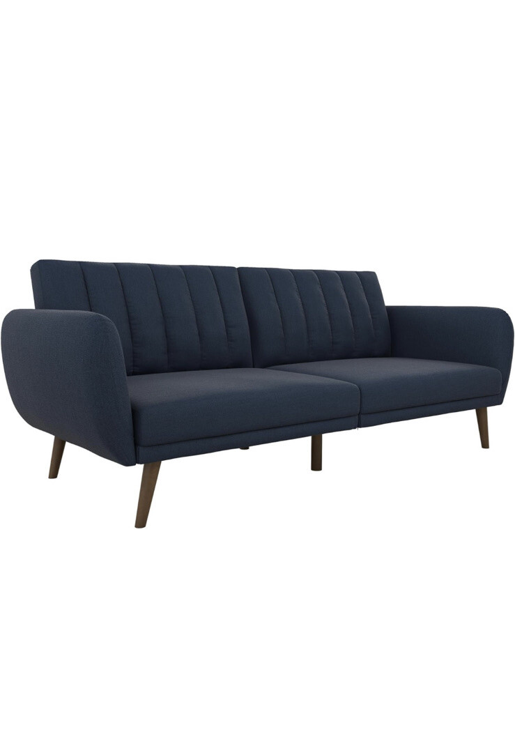 Novogratz Brittany Futon, Convertible Sofa & Couch, Blue Linen