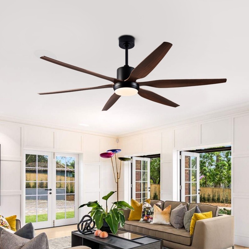 54" Farmhouse Rustic Indoor Ceiling Fan 6 ABS Wood Grain Blades 3CCT Reversible