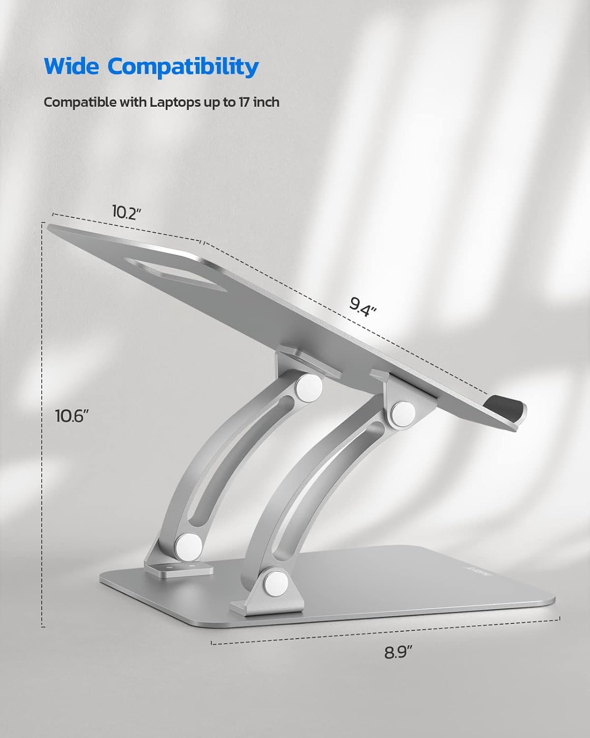 Ergonomic Adjustable Laptop Stand for Desk, Dual Foldable Computer Riser