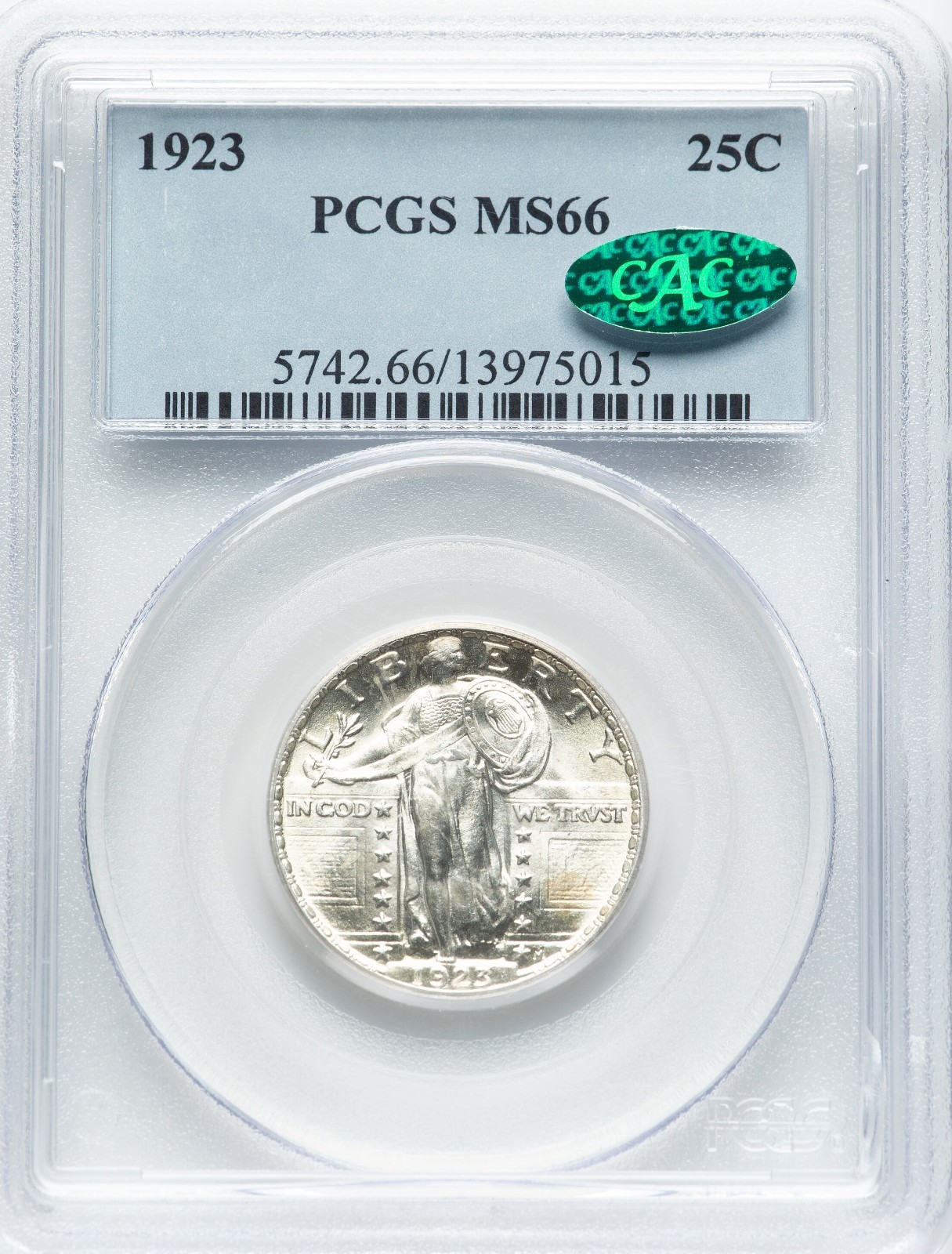 1923 Standing Liberty 25C - PCGS MS66 CAC - STUNNING SUPERB GEM!