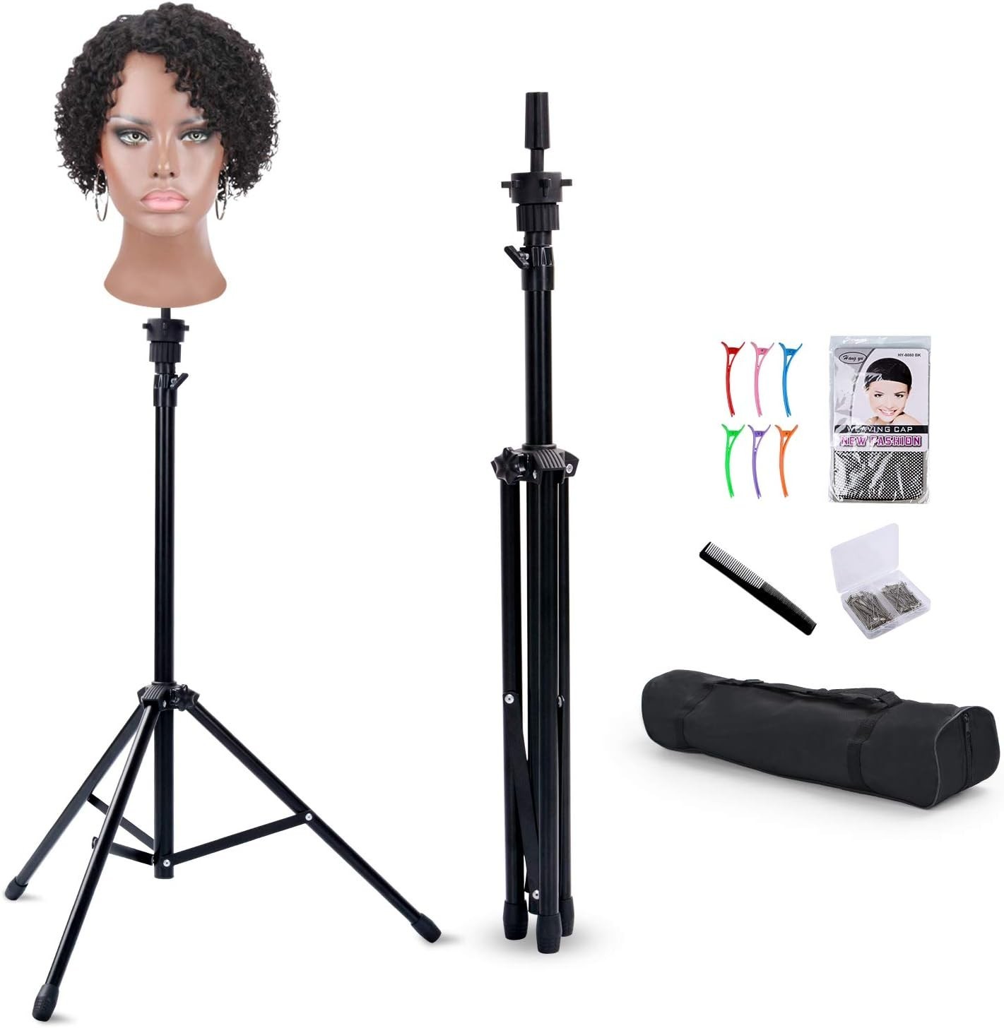 Ultimate Wig Styling Tripod (34.64-51.48in) - Includes Carry Bag & Clips