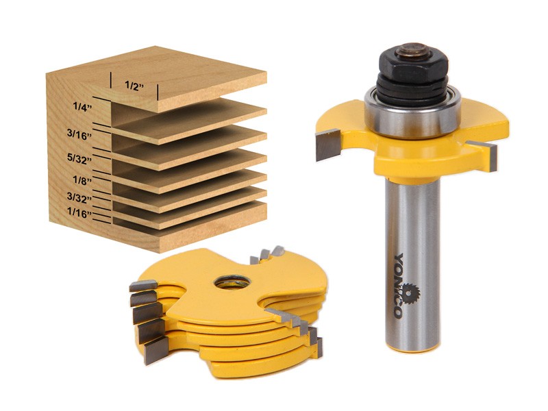 6 Kerf Slot Cutter Router Bit Set - 1/2" Shank - Yonico 14700
