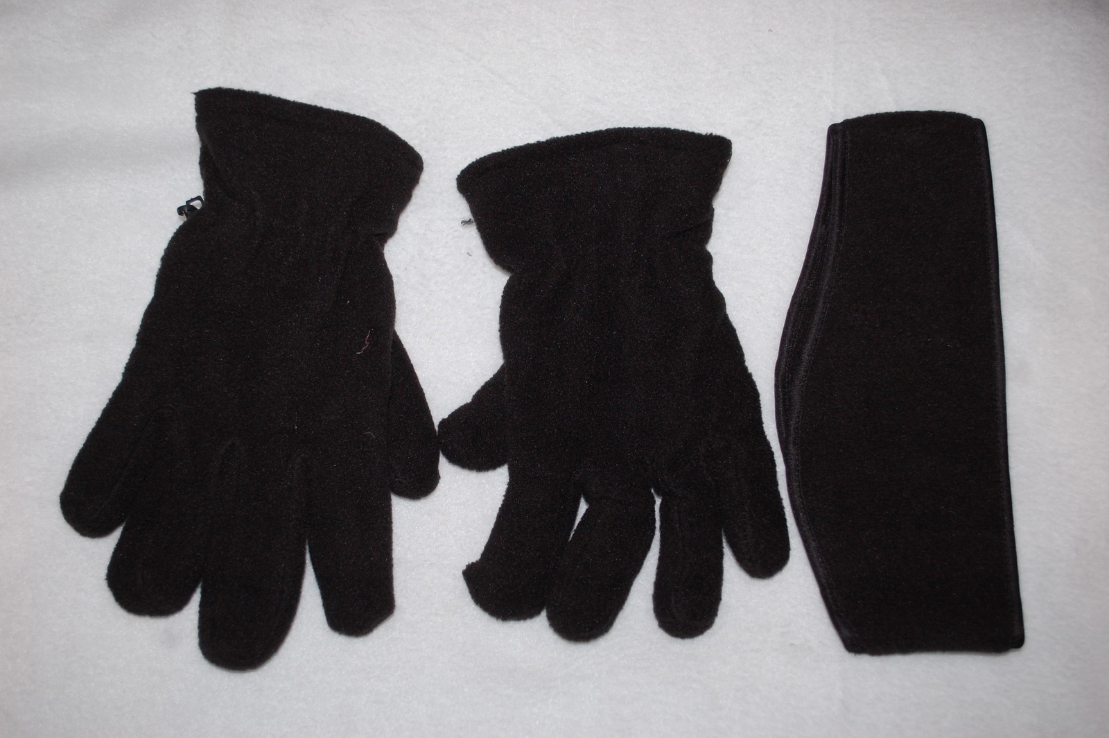 Mens BLACK FLEECE GLOVES & HEADBAND SET Ear Warmer ONE SIZE
