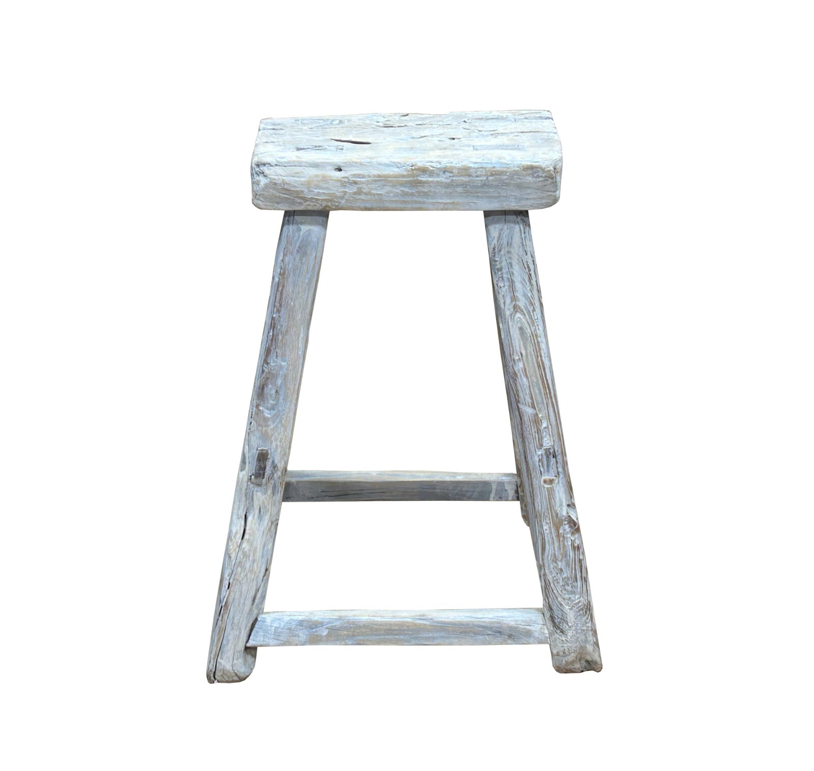 Rustic Raw Rough Wood Grain Rectangle Slim Stool Bench Side Table ws4639
