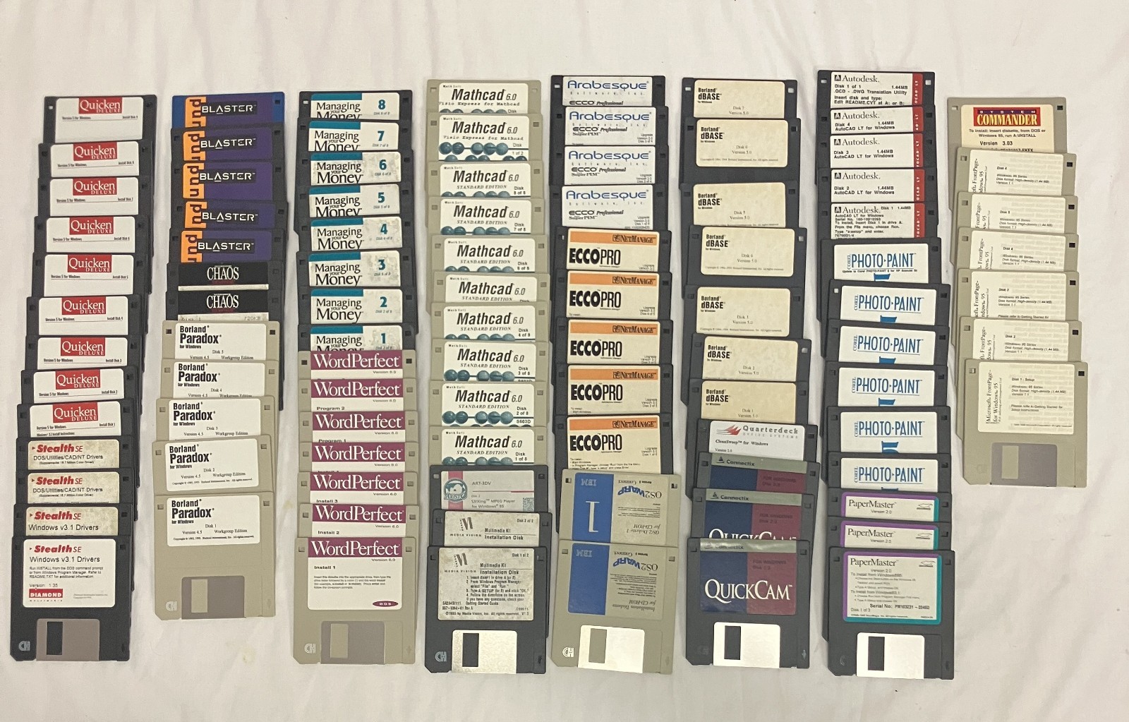 Lot Of (96) Vintage 3.5" Floppy Disks Windows 3.1 DOS PC Productivity Software