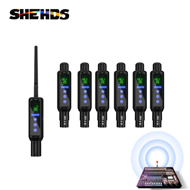 SHEHDS DMX512 Wireless Transmitter Rechargeable Receivers Long-Range Stage Light