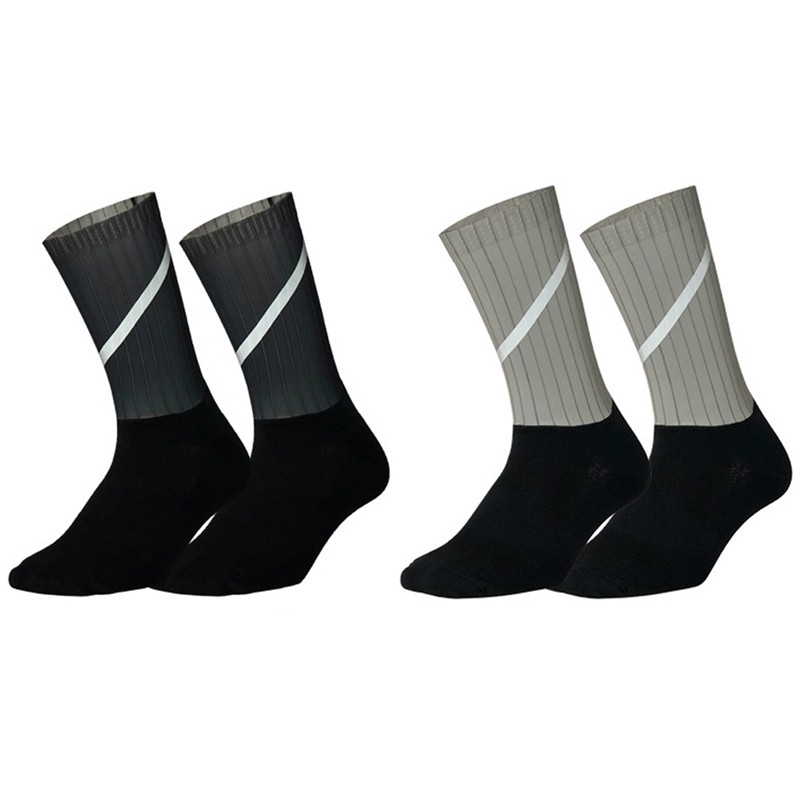 2Pairs Reflective Cycling Socks Riding Bicycle Bike Sports Socks XC Grey Black