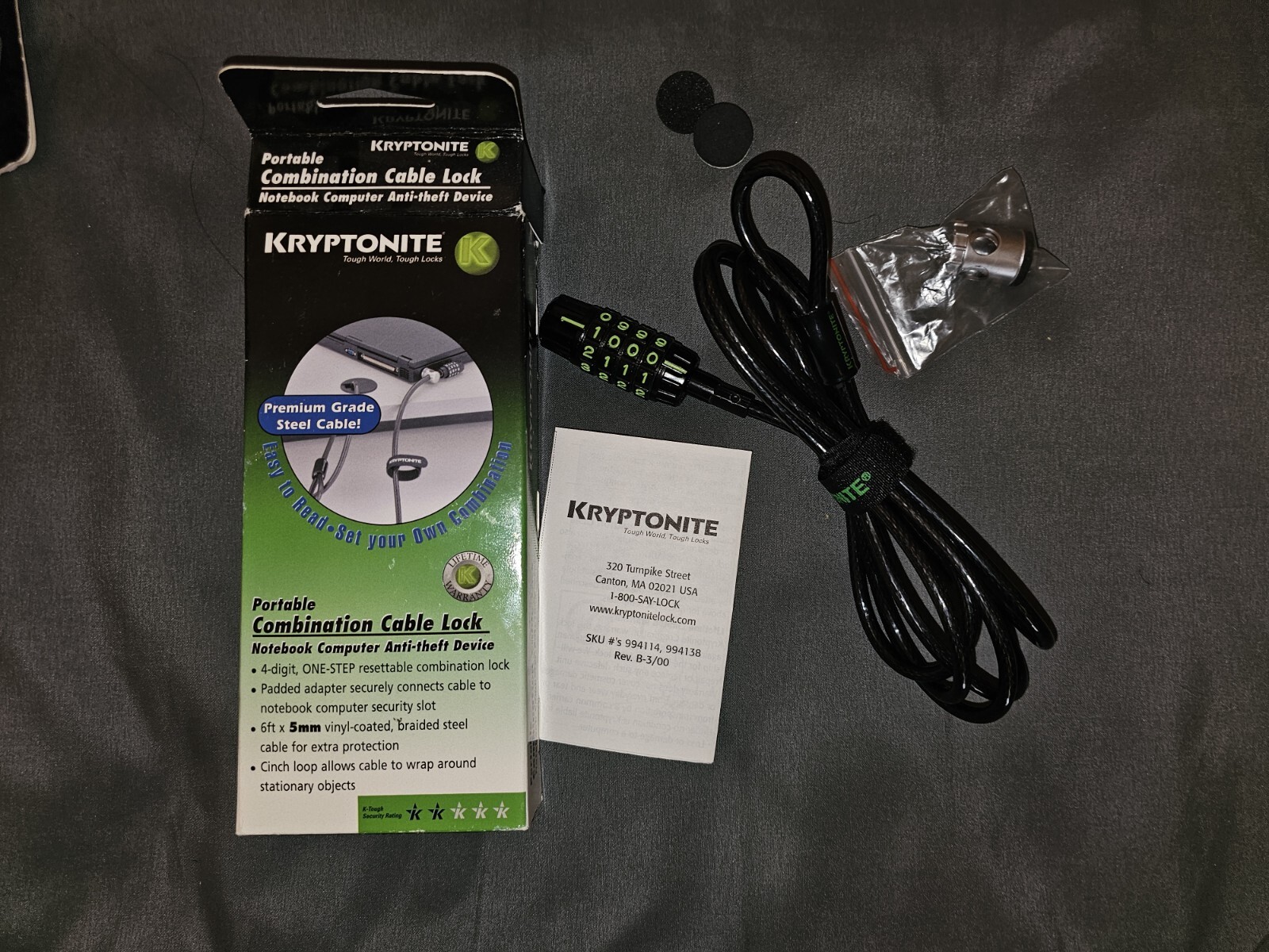 4 New Kryptonite 5mm Key Cable Lock Notebook Computer Anti Theft
