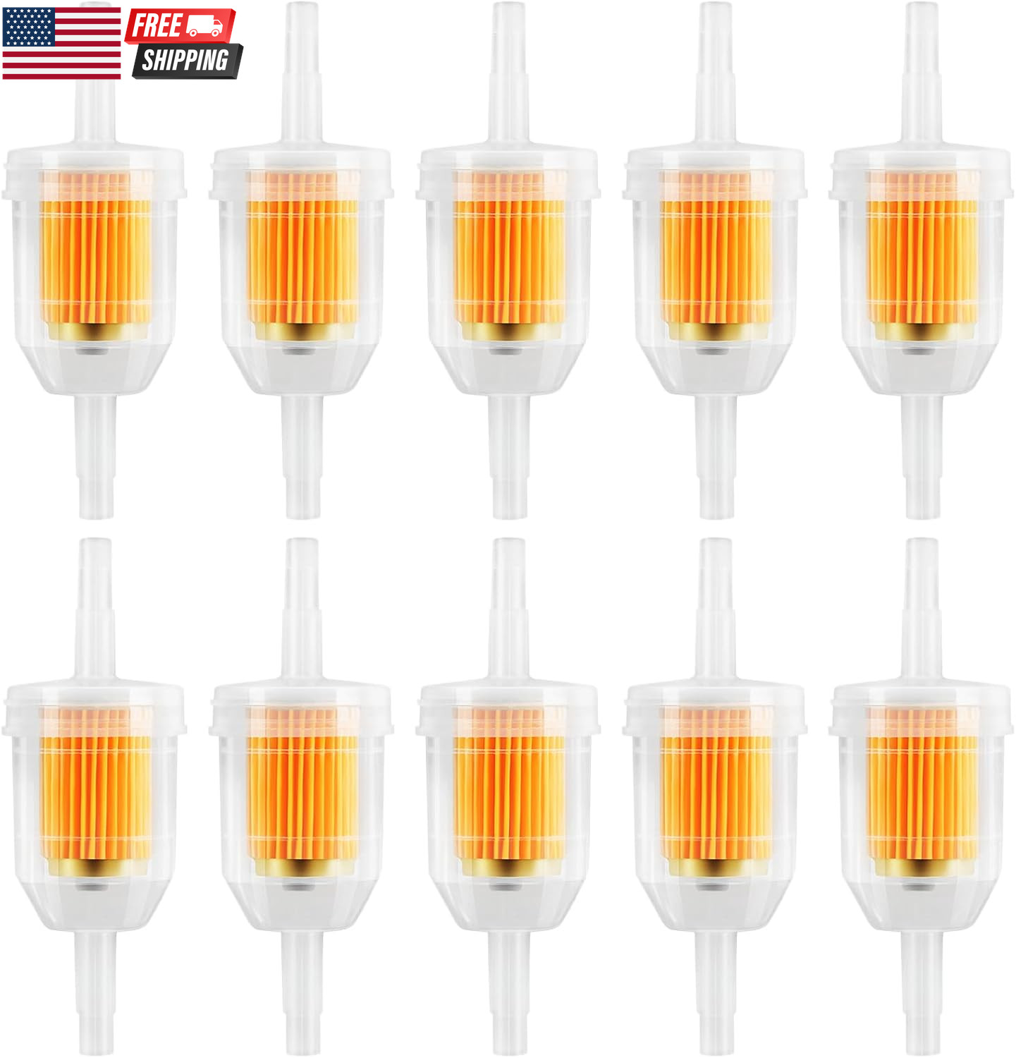 10 PCS Gas Inline Fuel Filters with Magnet for Kawasaki Kohler Lawn Mower Small