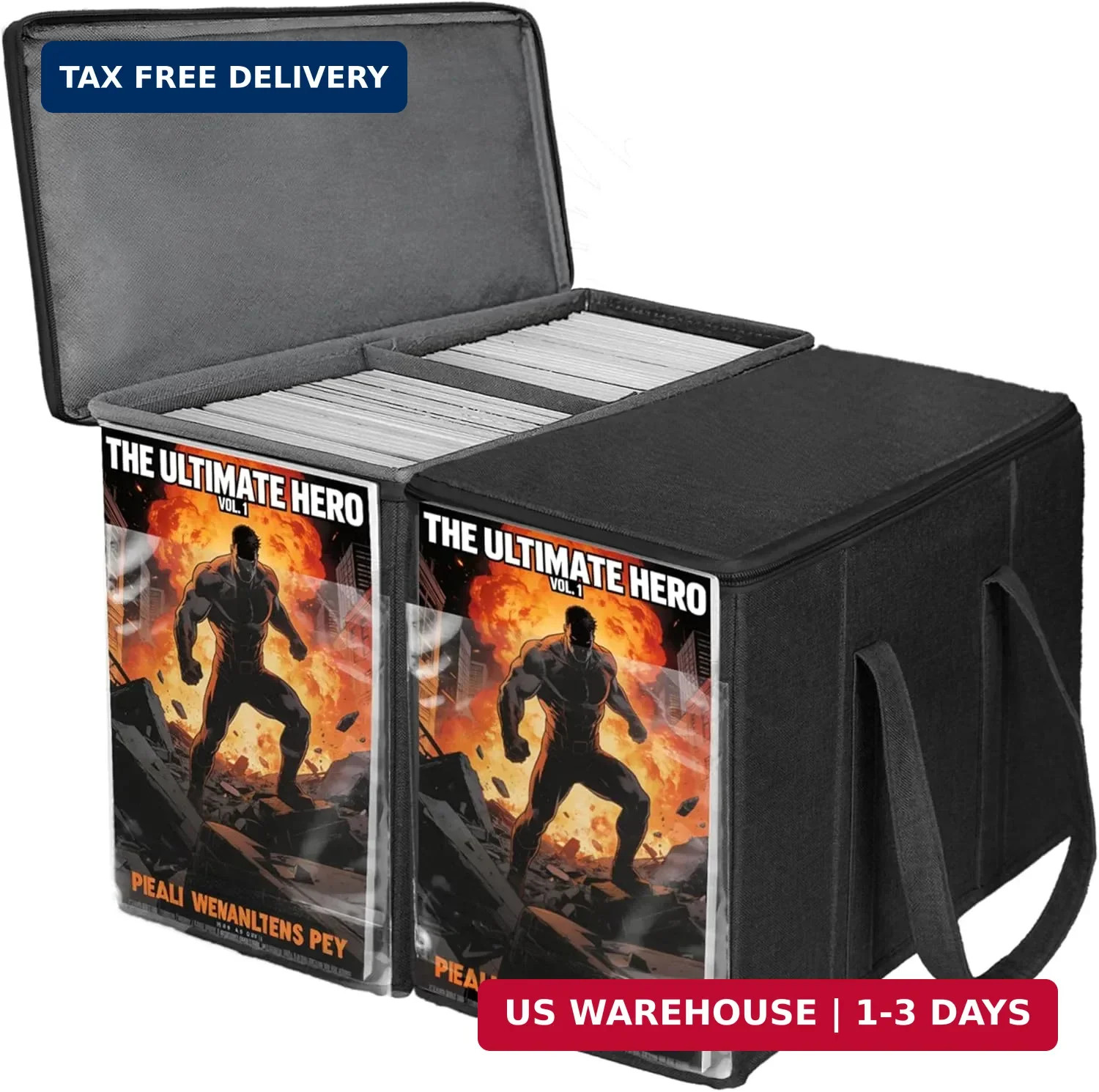 2 Pack Fabric Comic Book Storage Box, Sturdy Comic Book Holder with Adjustable D