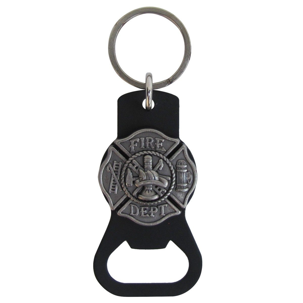 Fire Dept Car Keyring Beer Soda Bottle Cap Opener Keychain Firefighter FD Gift