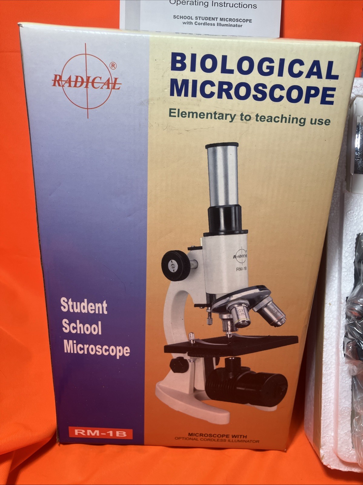 Radical RM-1B Student Microscope with LED Light and Slide Kit
