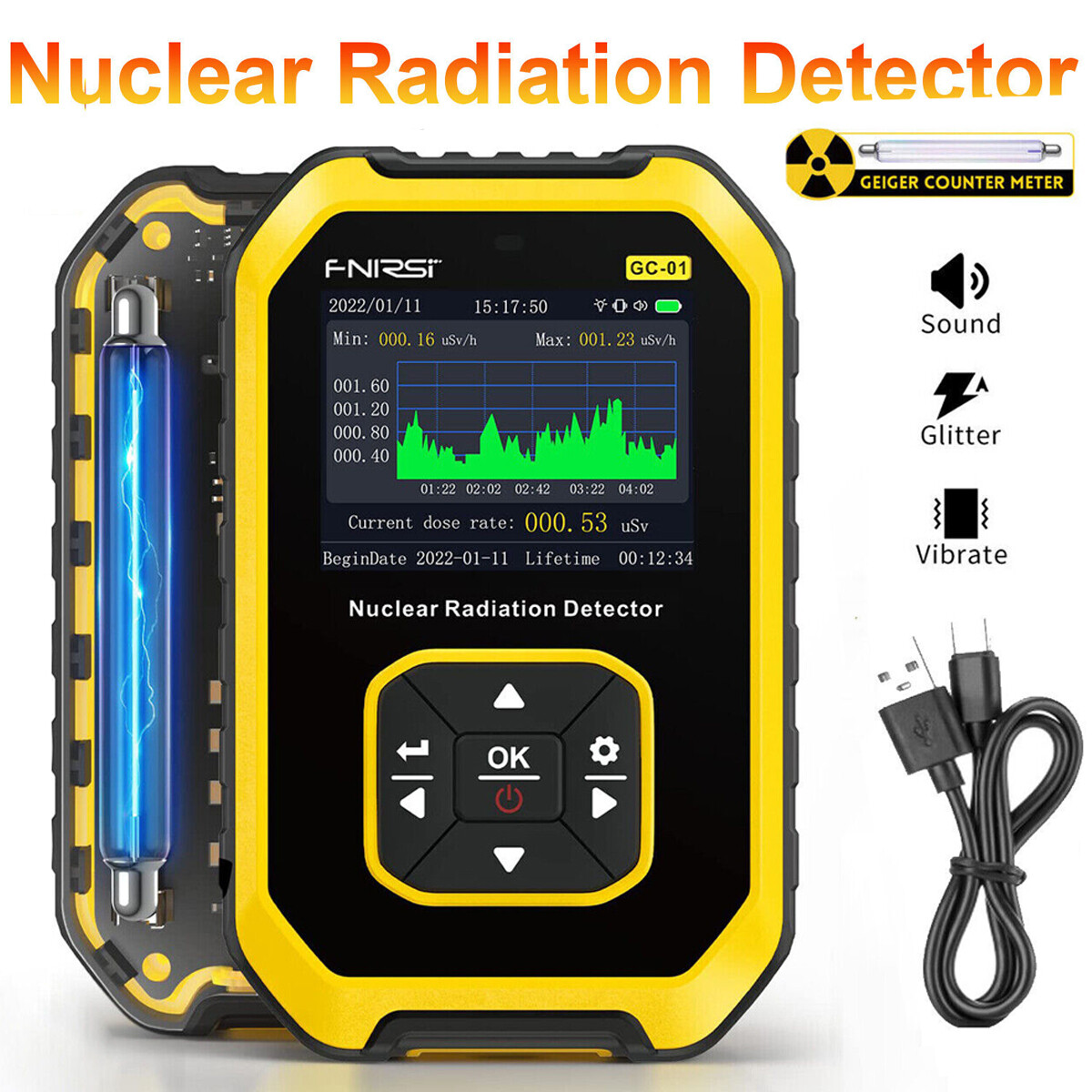 Digital Dosimeter Meter β γ X-ray Test Nuclear Radiation Detector Geiger Counter