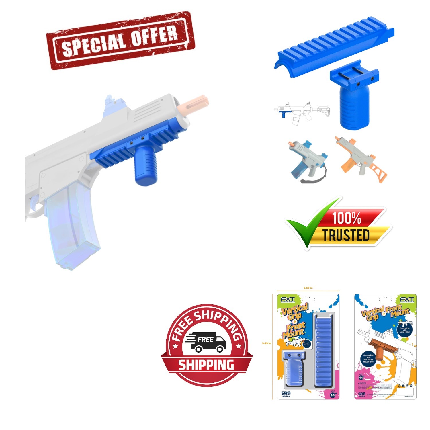 Durable Blue Grip Accessories for Splat R Ball -SUB Models - Lightweight Design