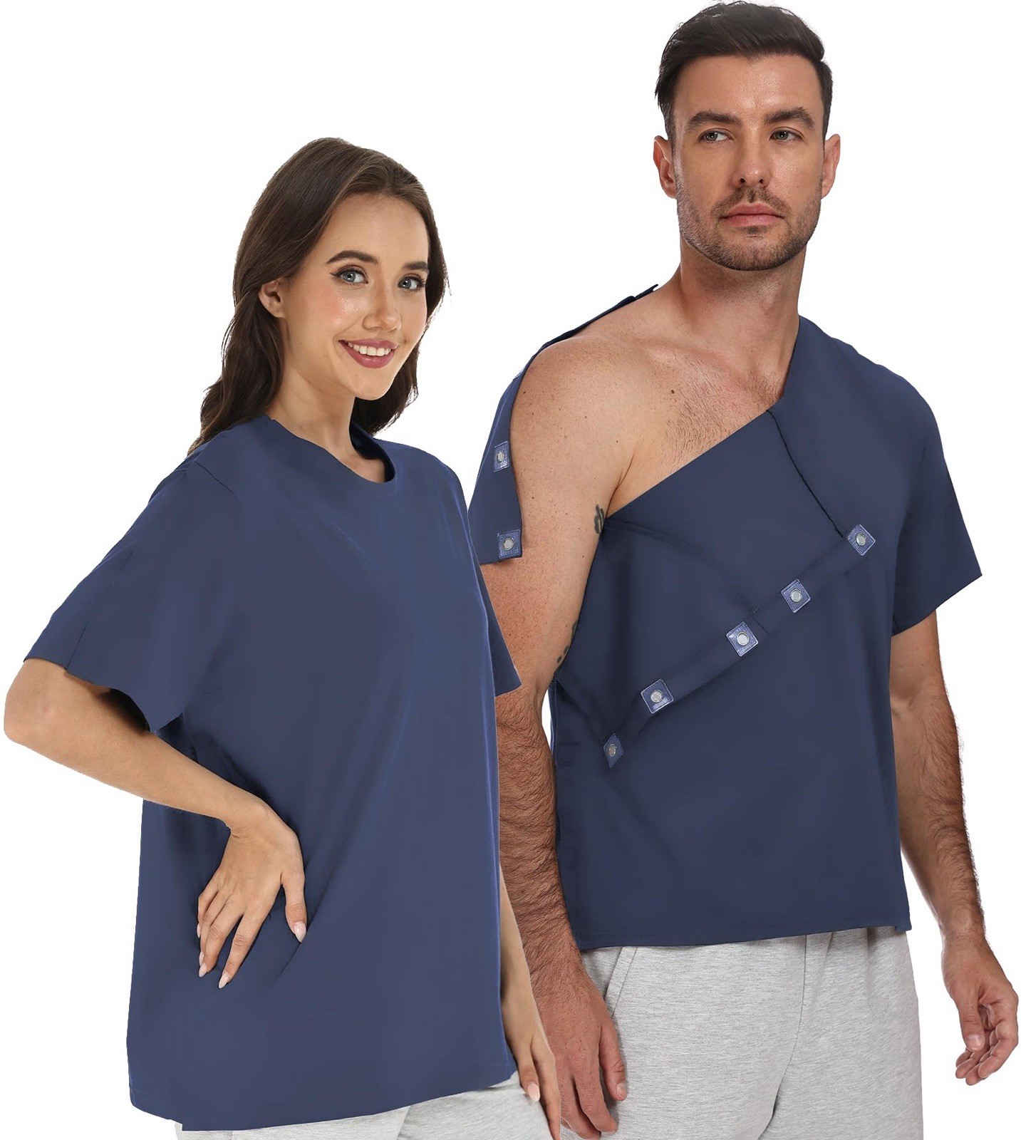 Post Shoulder Surgery Support Shirt for Men Women Tear Away Navy Size M